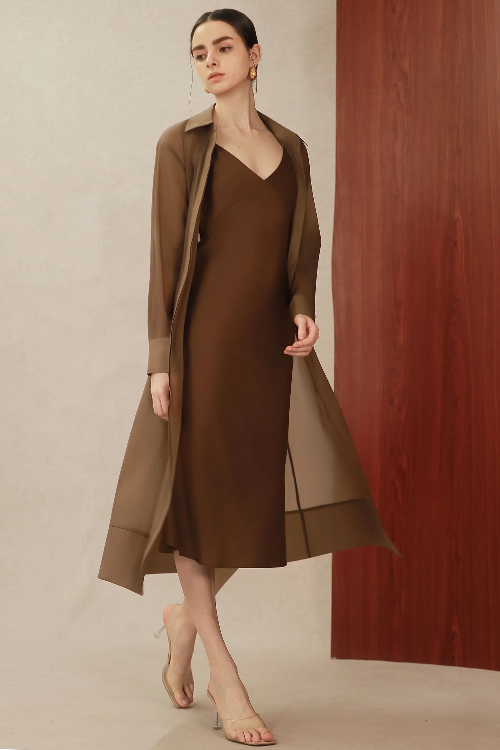 Seren Silk Shirtdress (Mocha) - Image 7