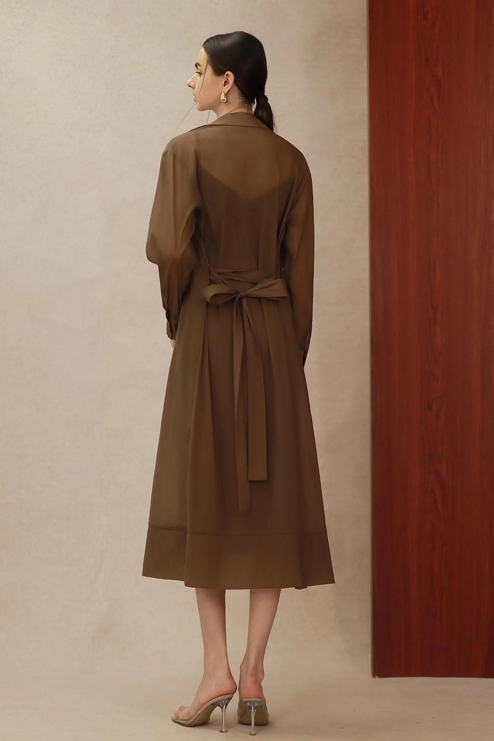 Seren Silk Shirtdress (Mocha) - Image 8