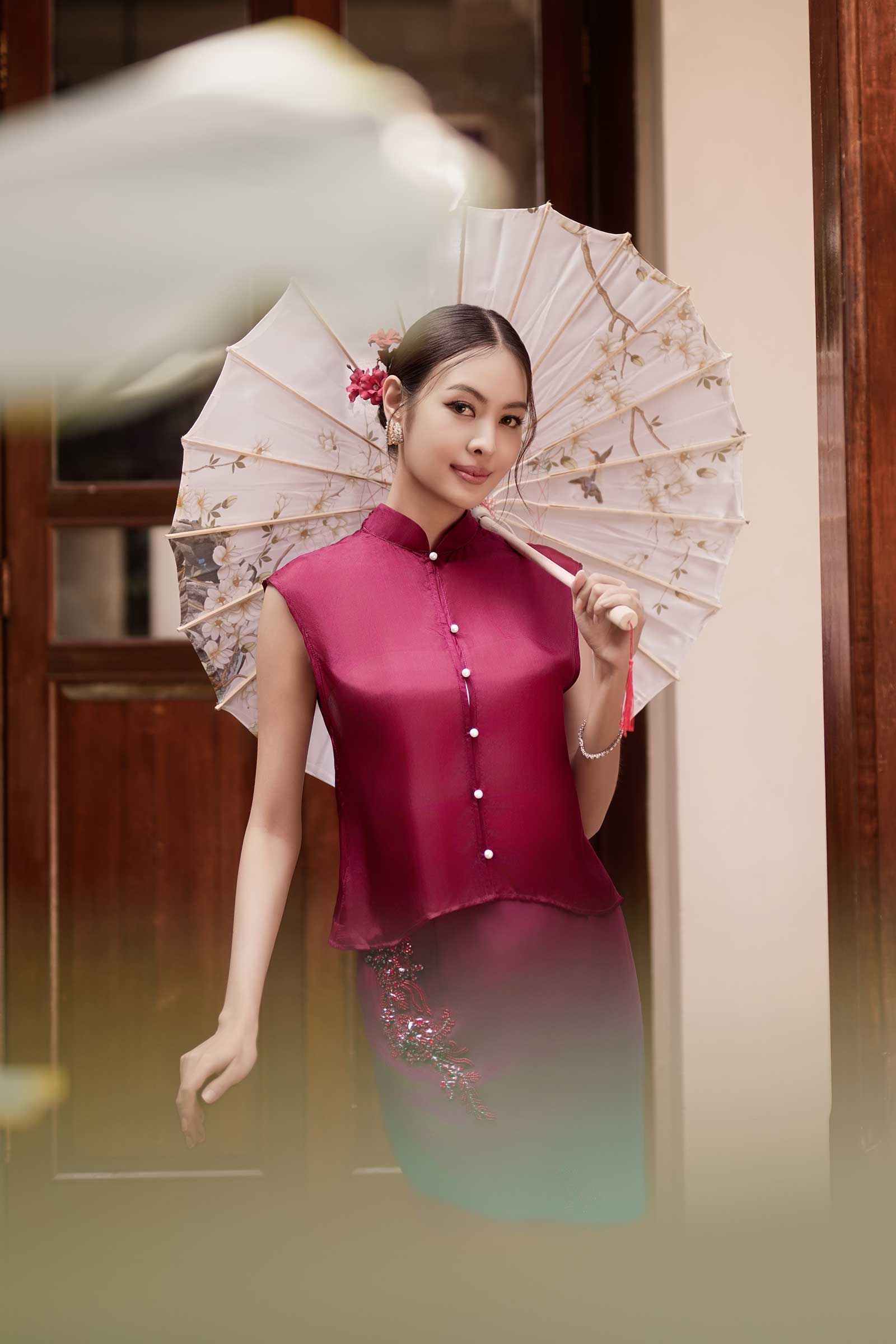 Soralis Silk Qipao Top (Ruby Red) - Image 14