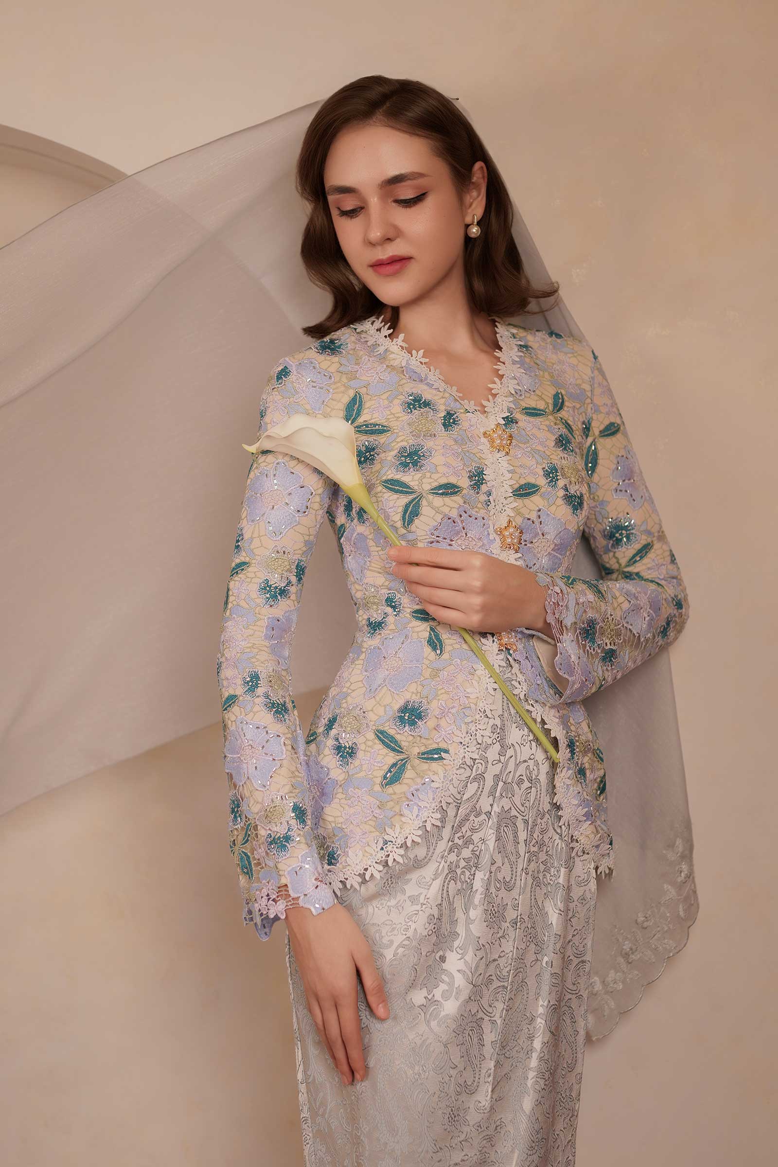 Ansia Modern Kebaya Set (Blue) - Image 11