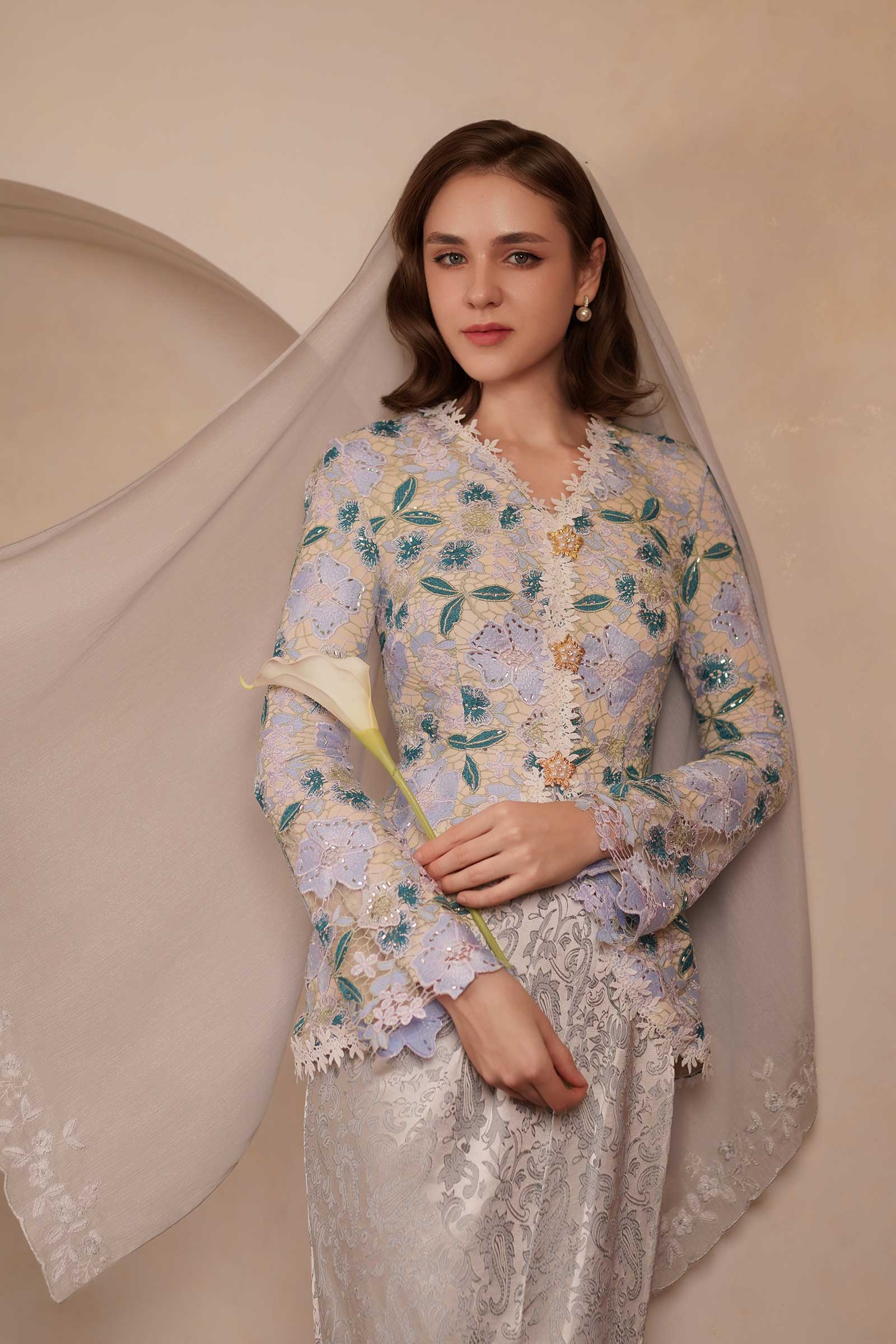 Ansia Modern Kebaya Set (Blue) - Image 12