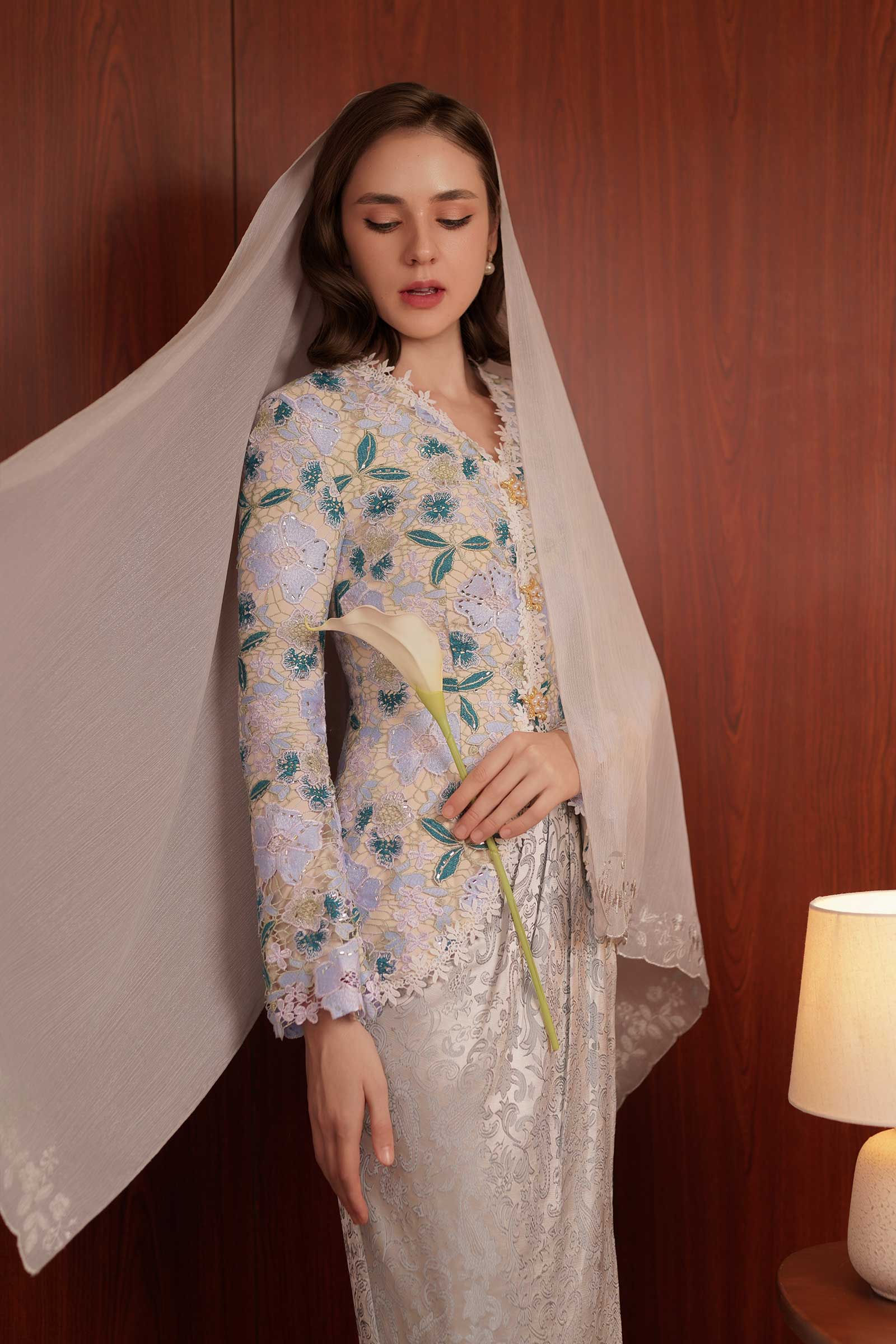 Ansia Modern Kebaya Set (Blue) - Image 13