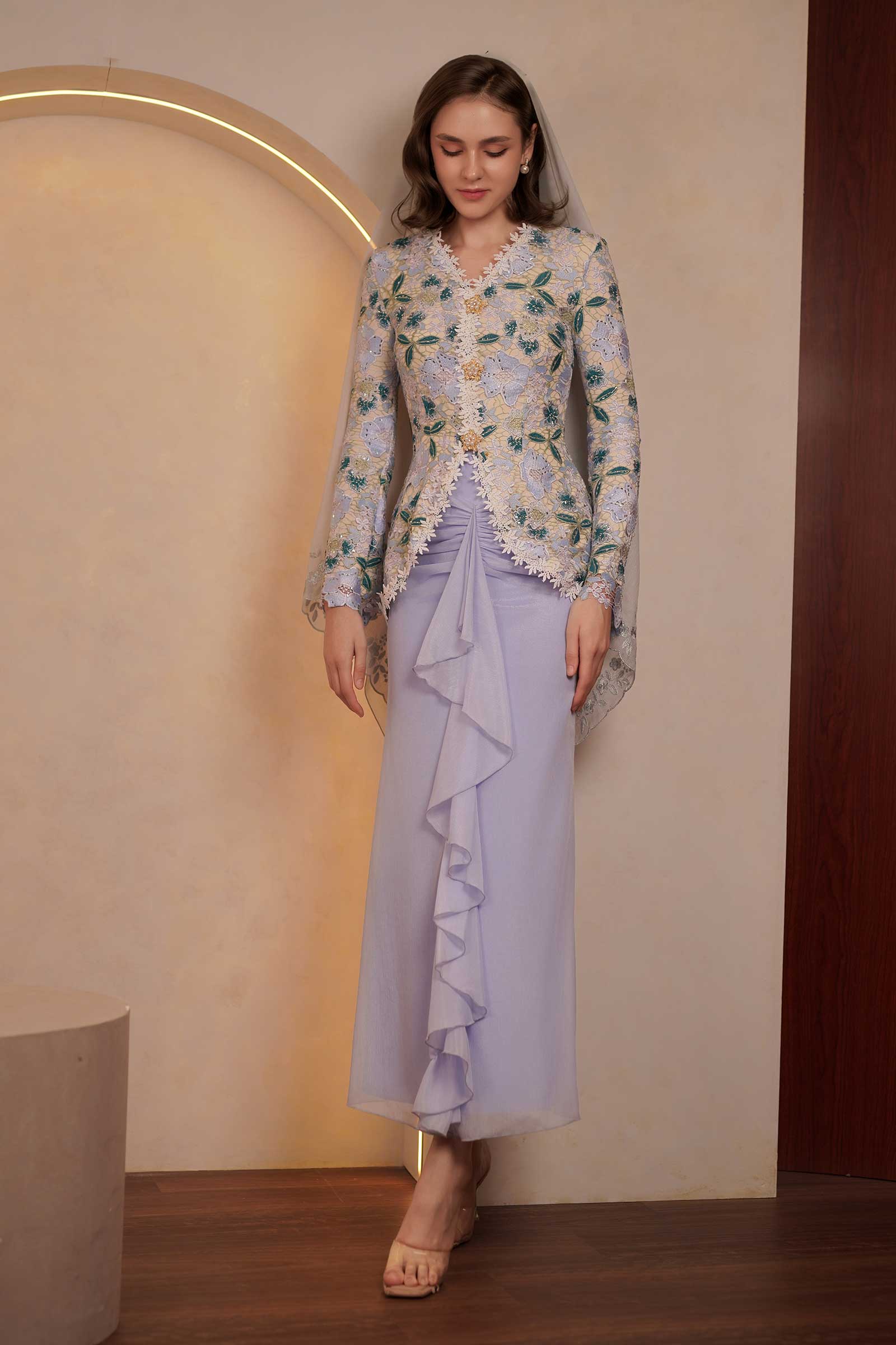 Ansia Demure Kebaya Set (Blue) - Image 2