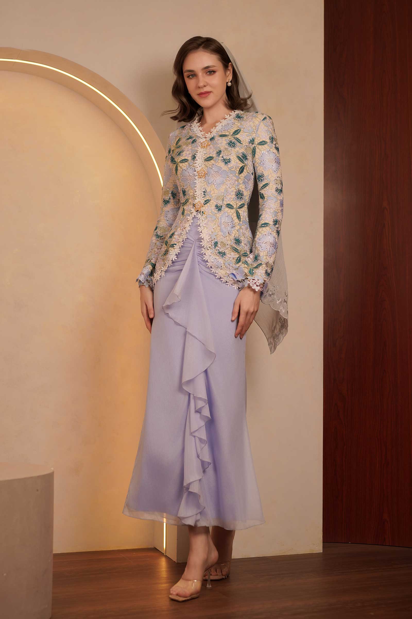 Ansia Demure Kebaya Set (Blue) - Image 5