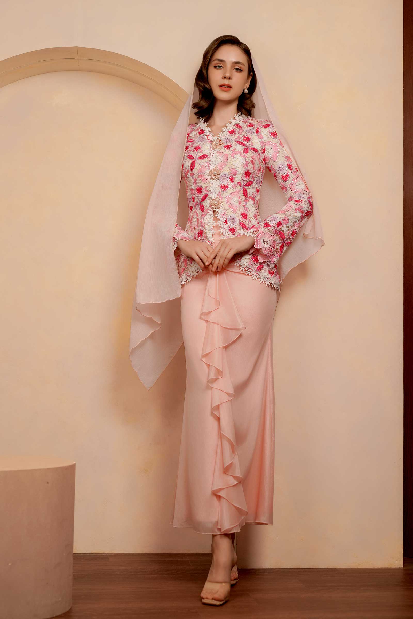 Rose Demure Kebaya Set (Pink) - Image 7