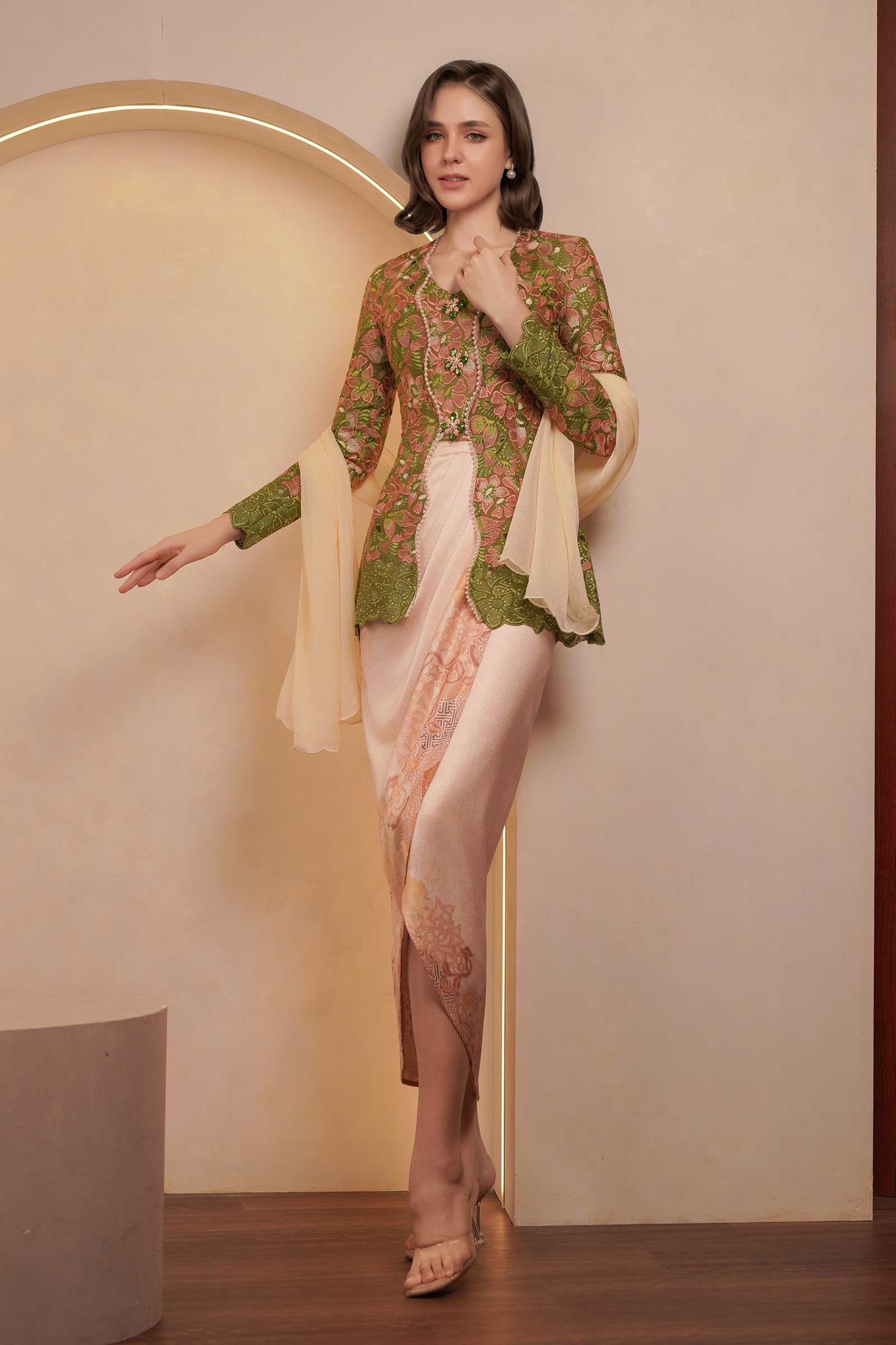 Olive Heirloom Heritage Kebaya Set (Green) - Image 10