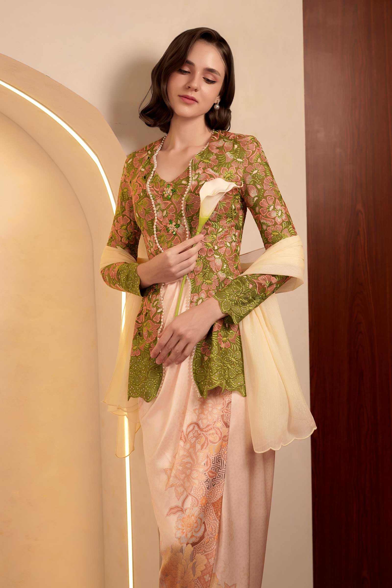 Olive Heirloom Kebaya Top - Image 15