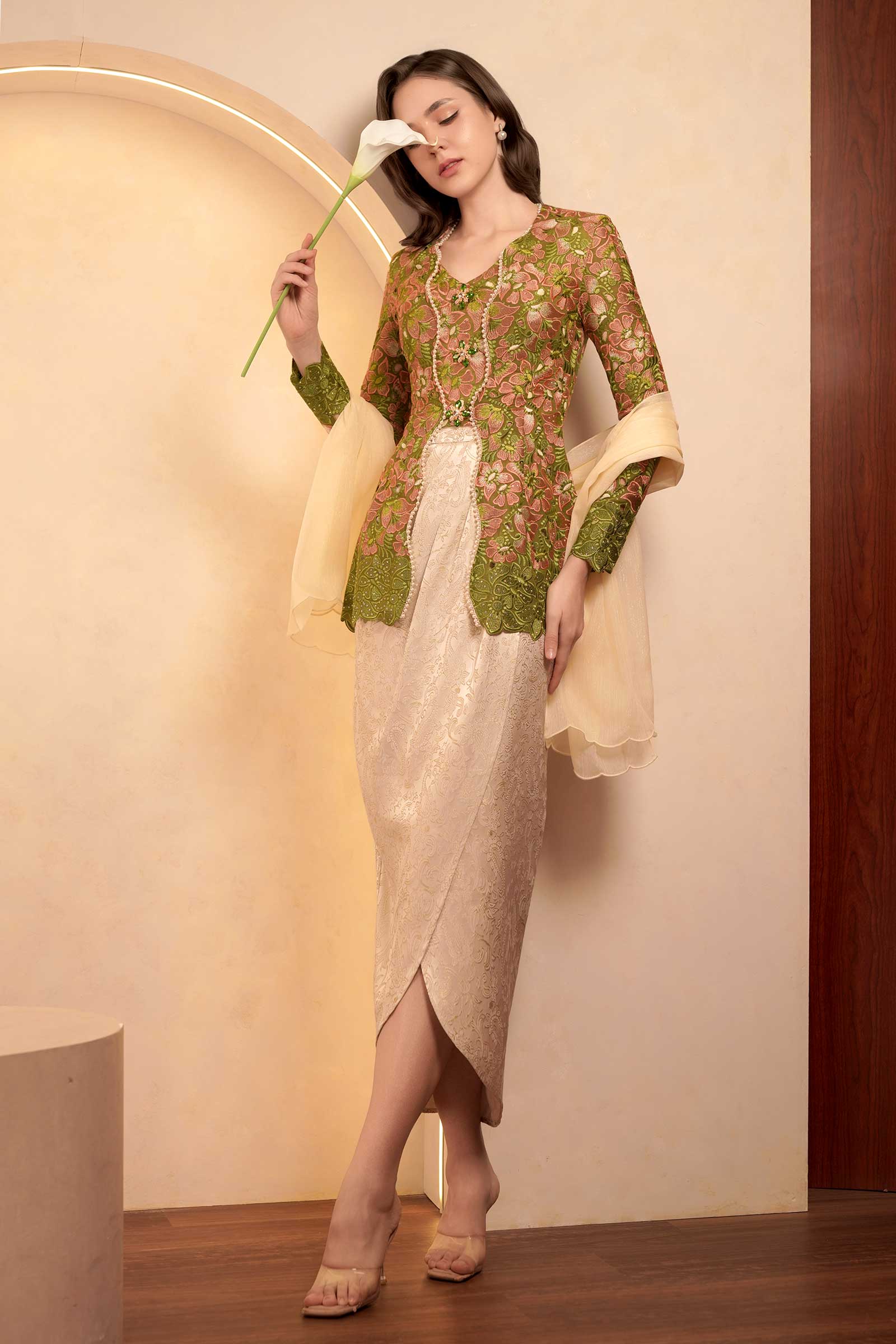 Olive Heirloom Kebaya Top - Image 2