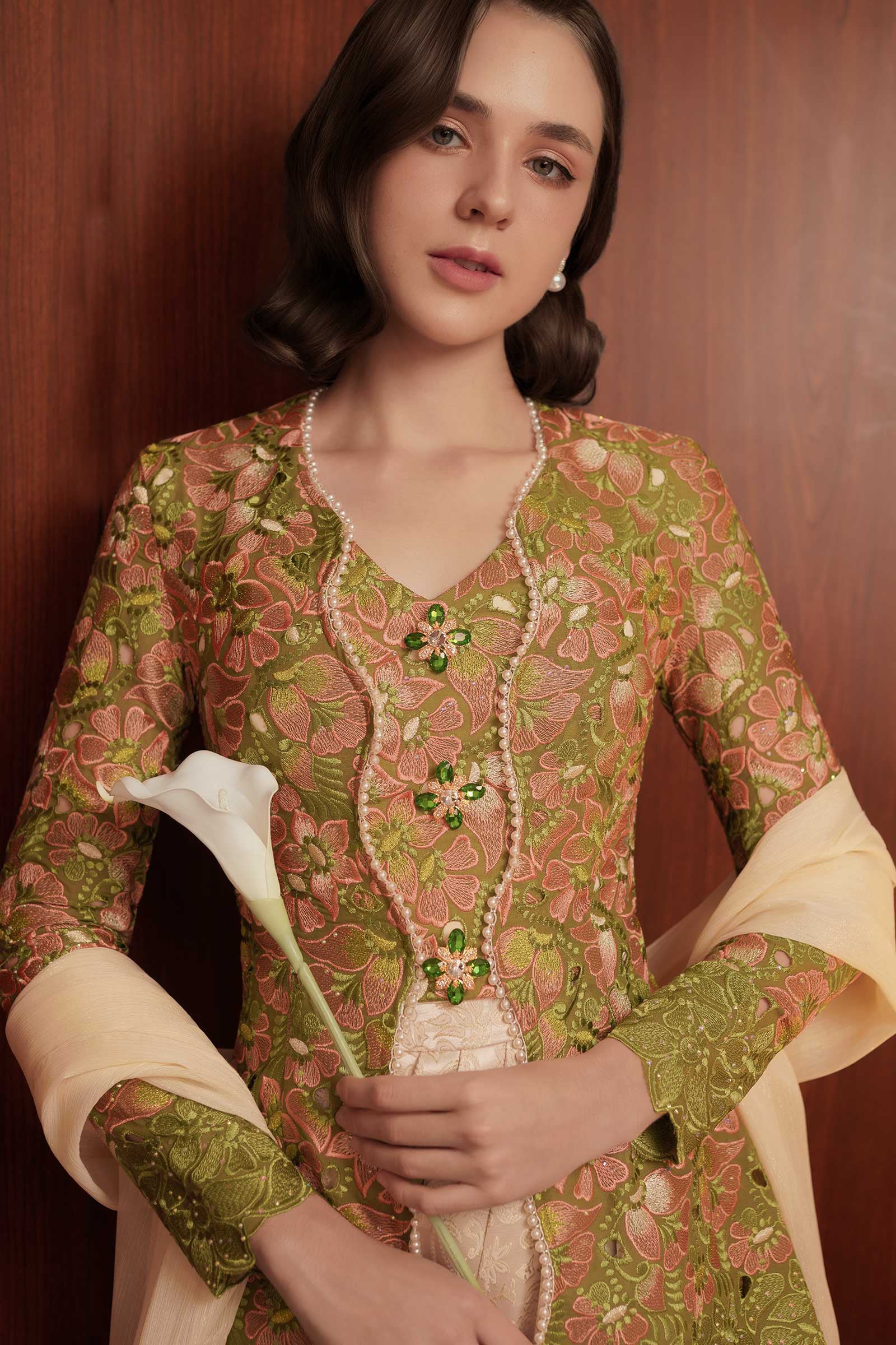 Olive Heirloom Kebaya Top - Image 21