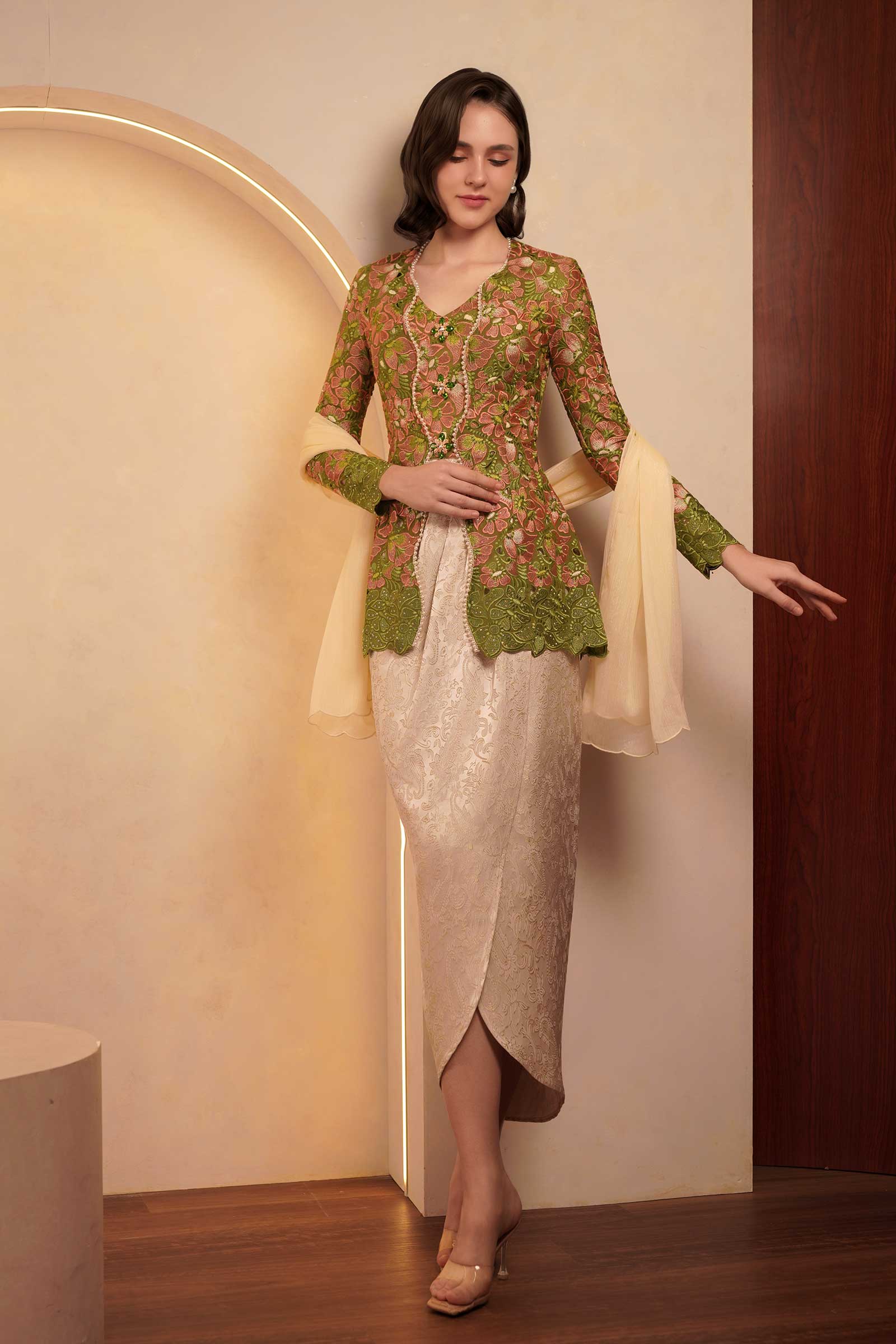 Olive Heirloom Kebaya Top - Image 22