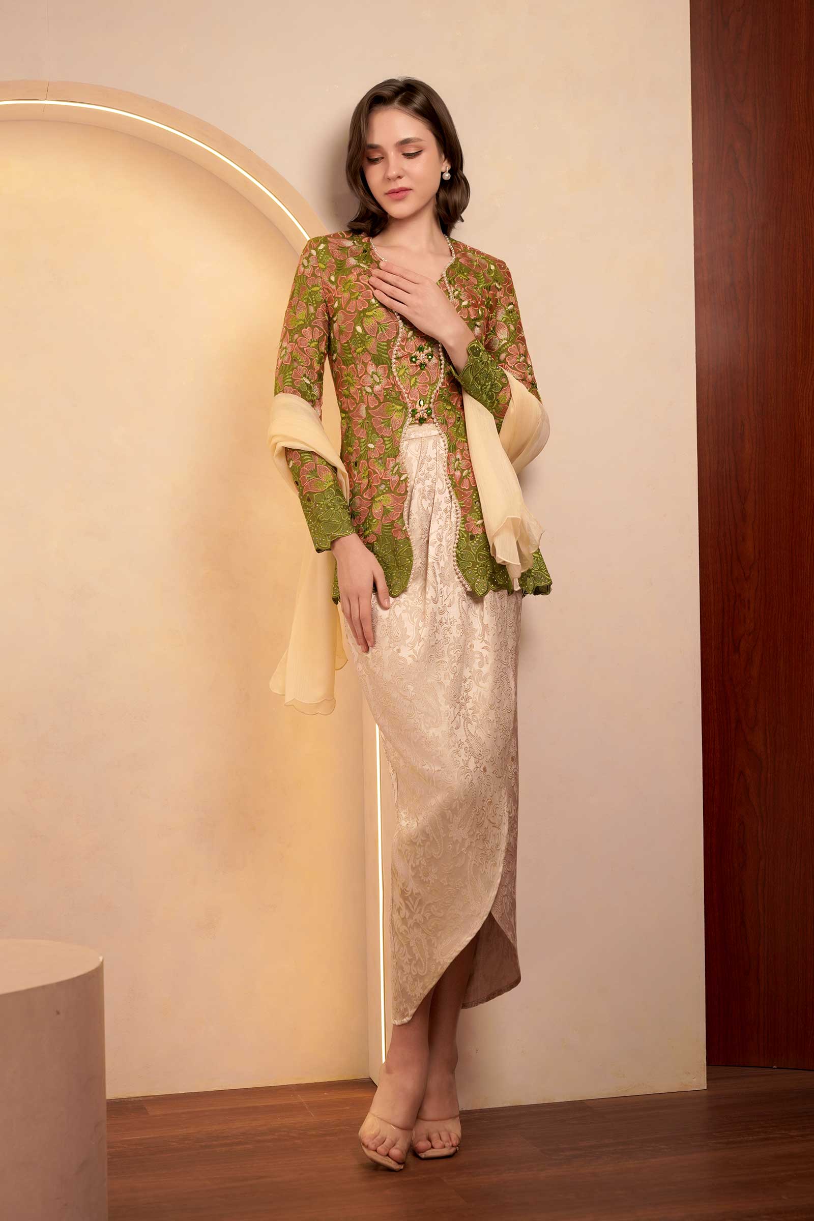 Olive Heirloom Kebaya Top - Image 23