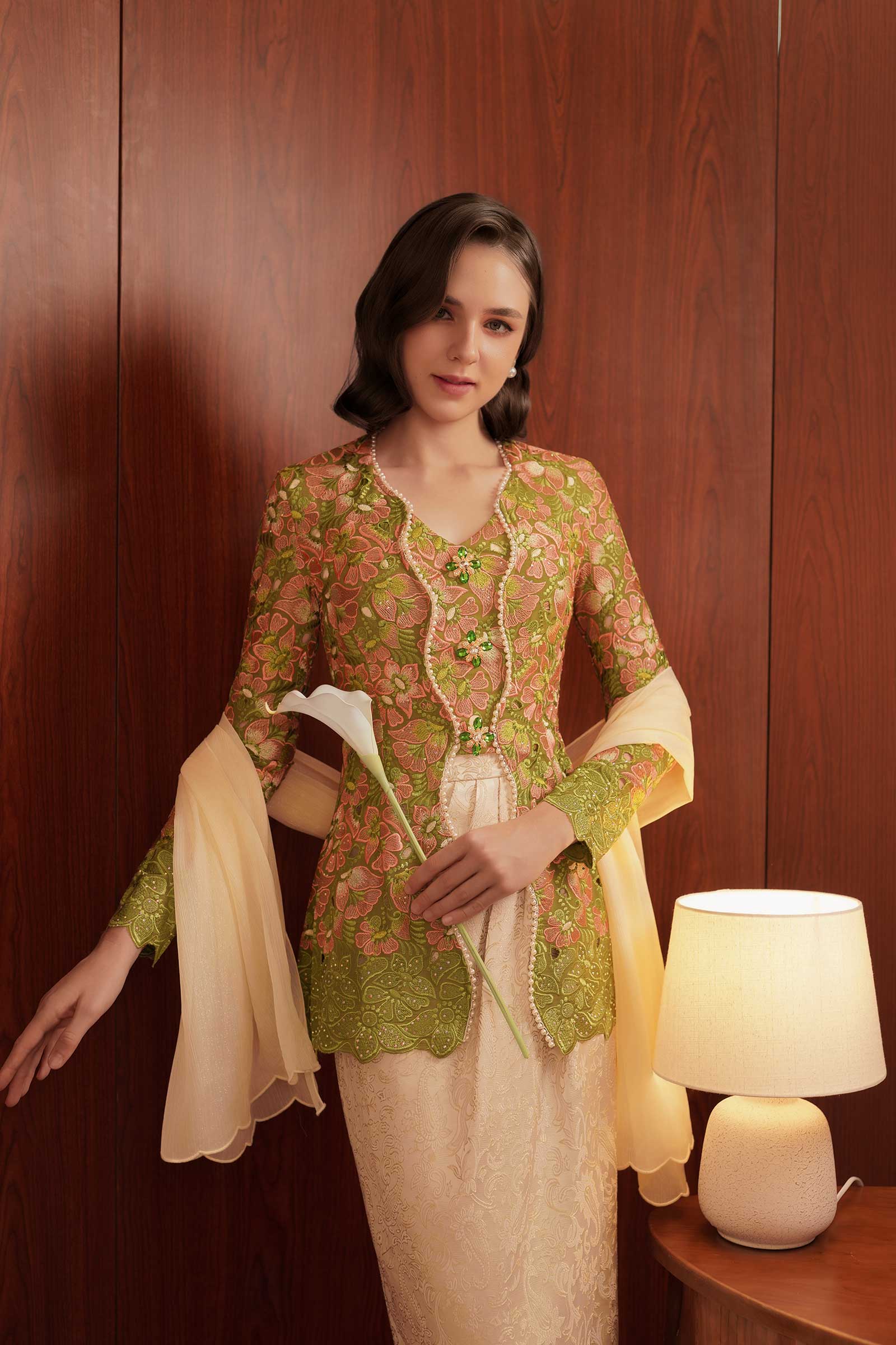 Olive Heirloom Kebaya Top - Image 6
