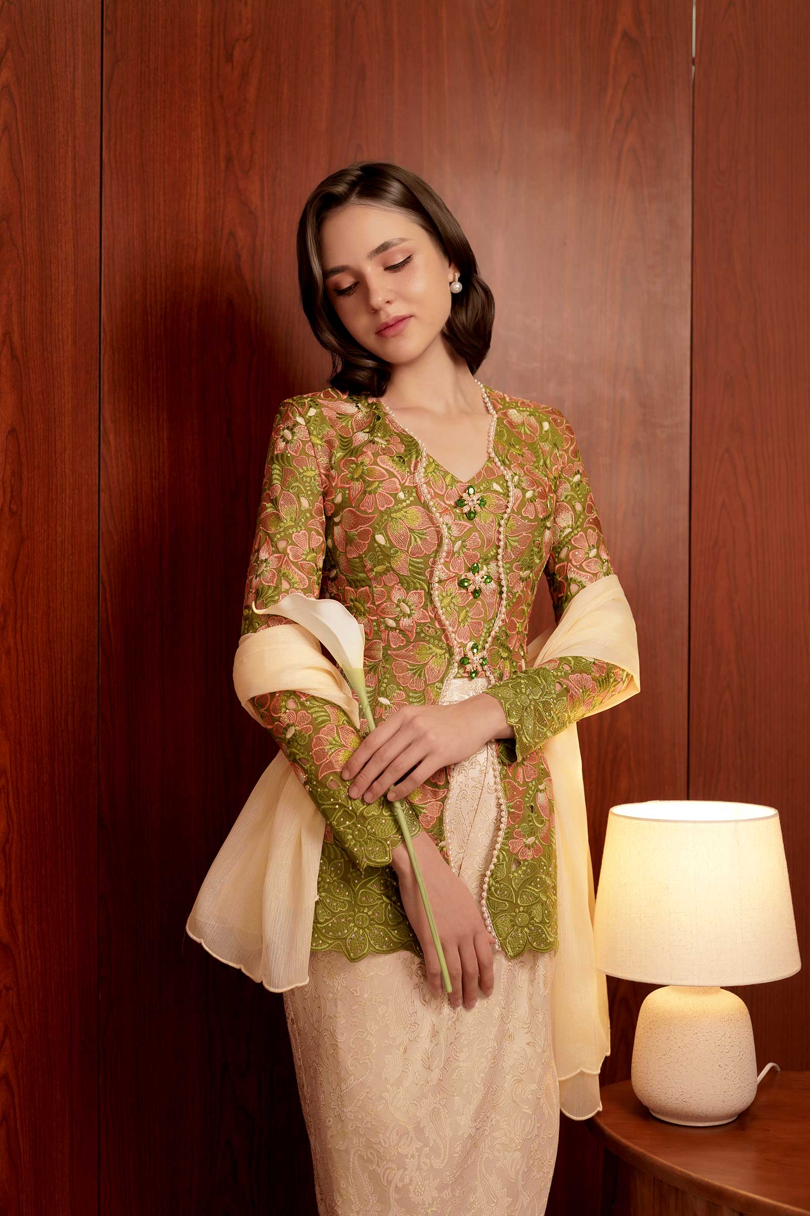 Olive Heirloom Kebaya Top - Image 8