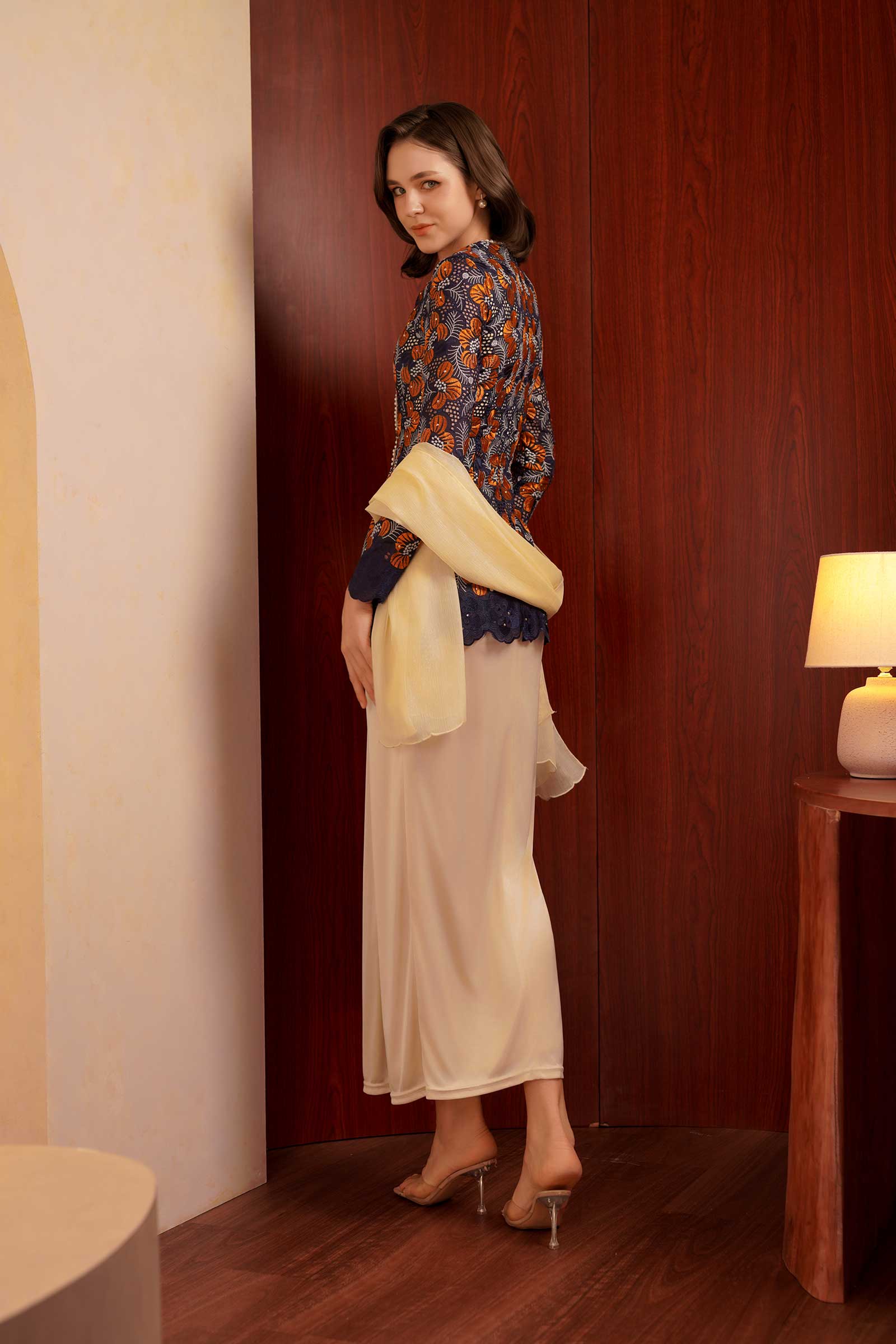 Kemboja Modern Kebaya Set (Champagne) - Image 4