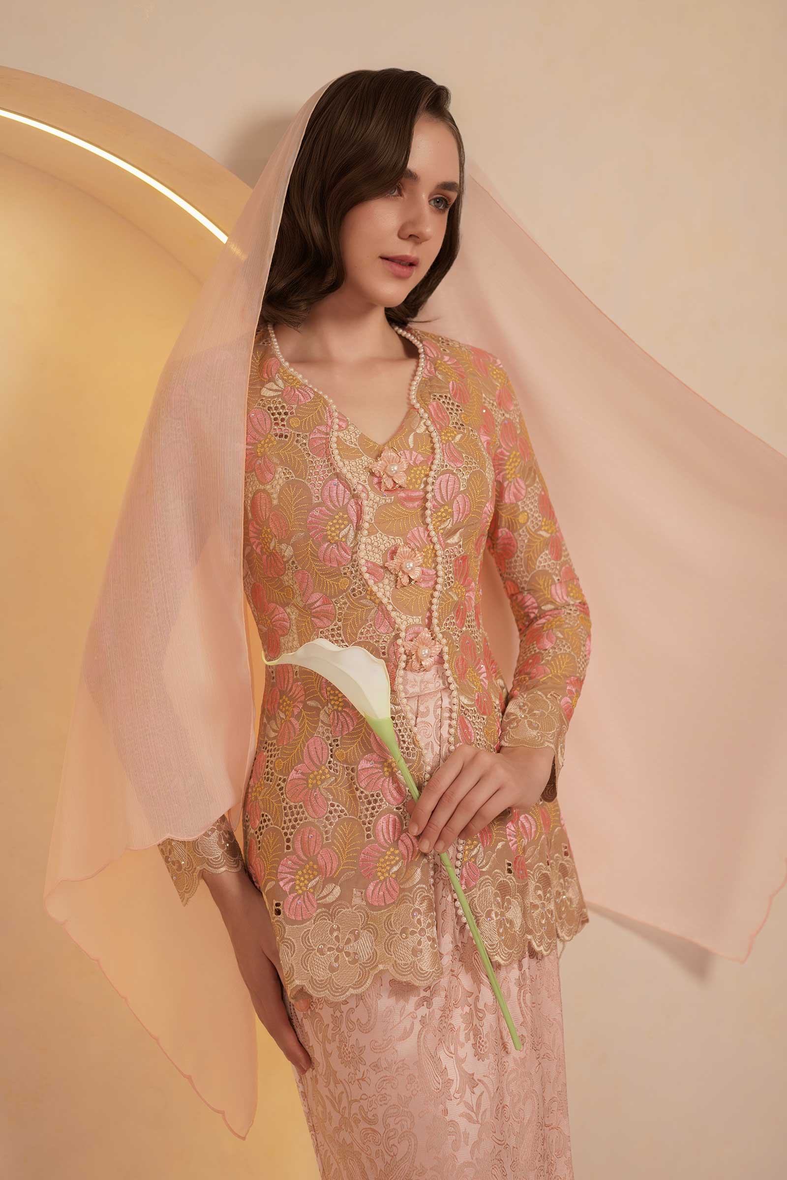 Coraline Modern Kebaya Set (Blush) - Image 2
