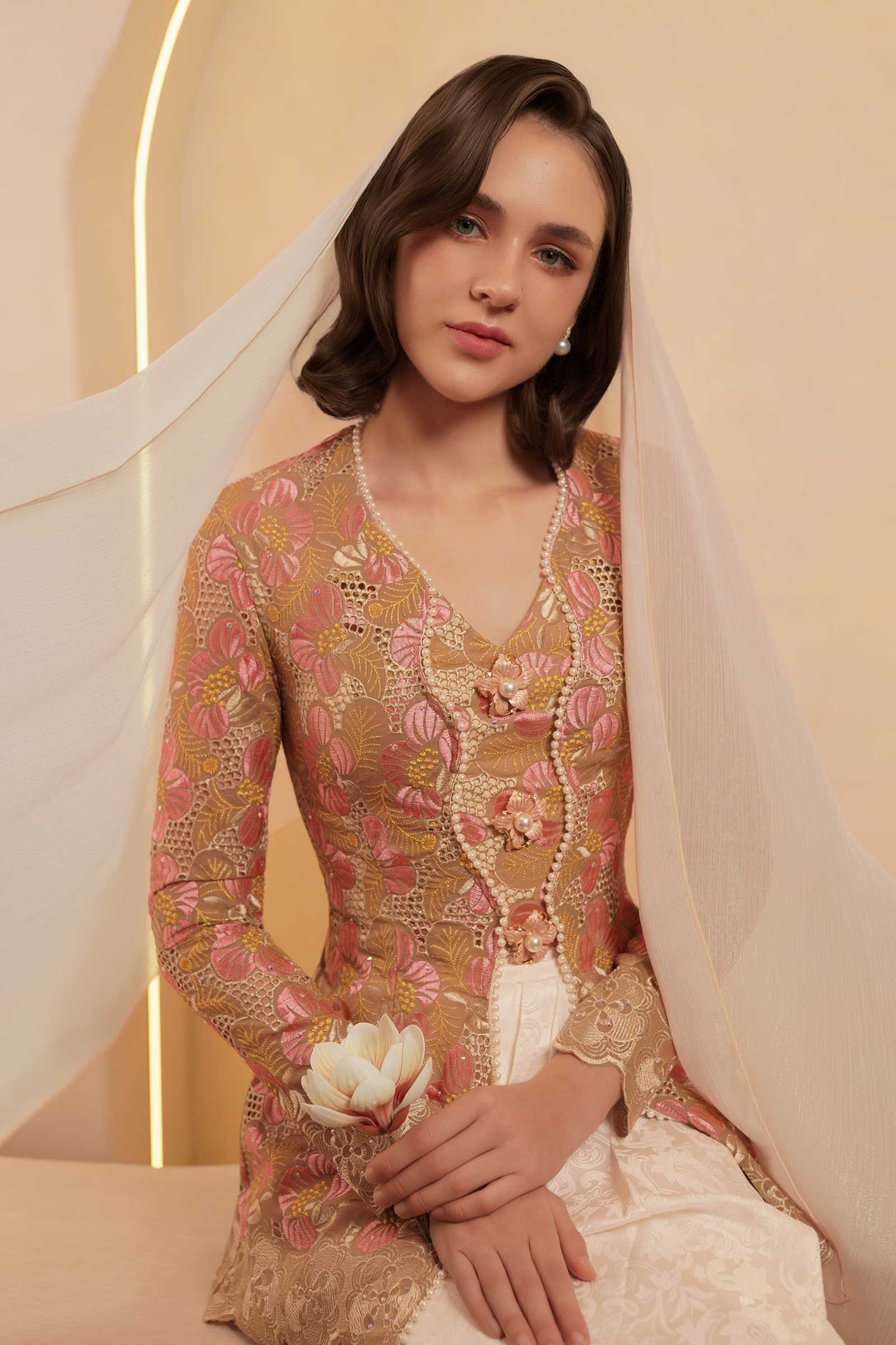 Coraline Demure Kebaya Set (Blush) - Image 6