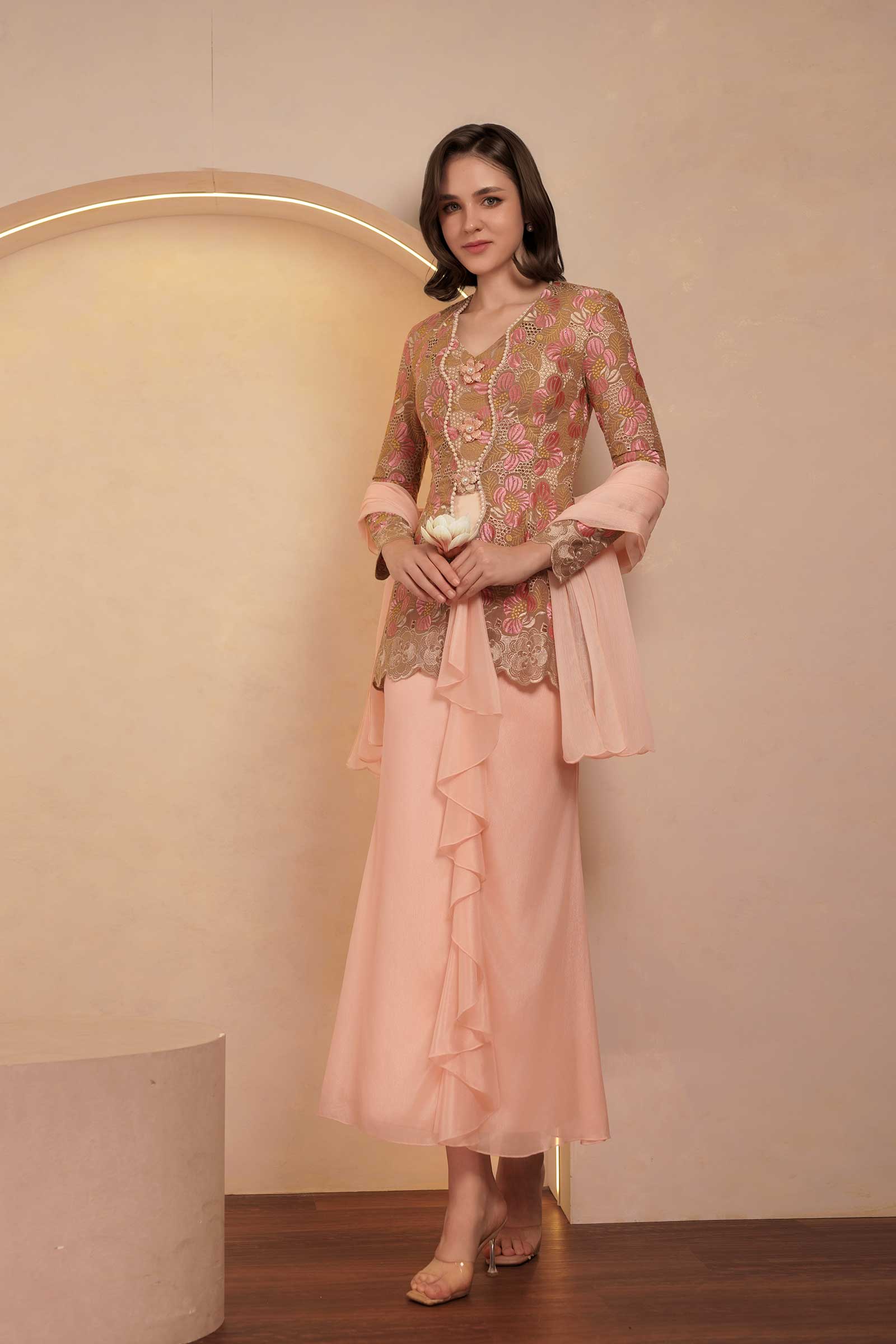 Coraline Demure Kebaya Set (Blush) - Image 7