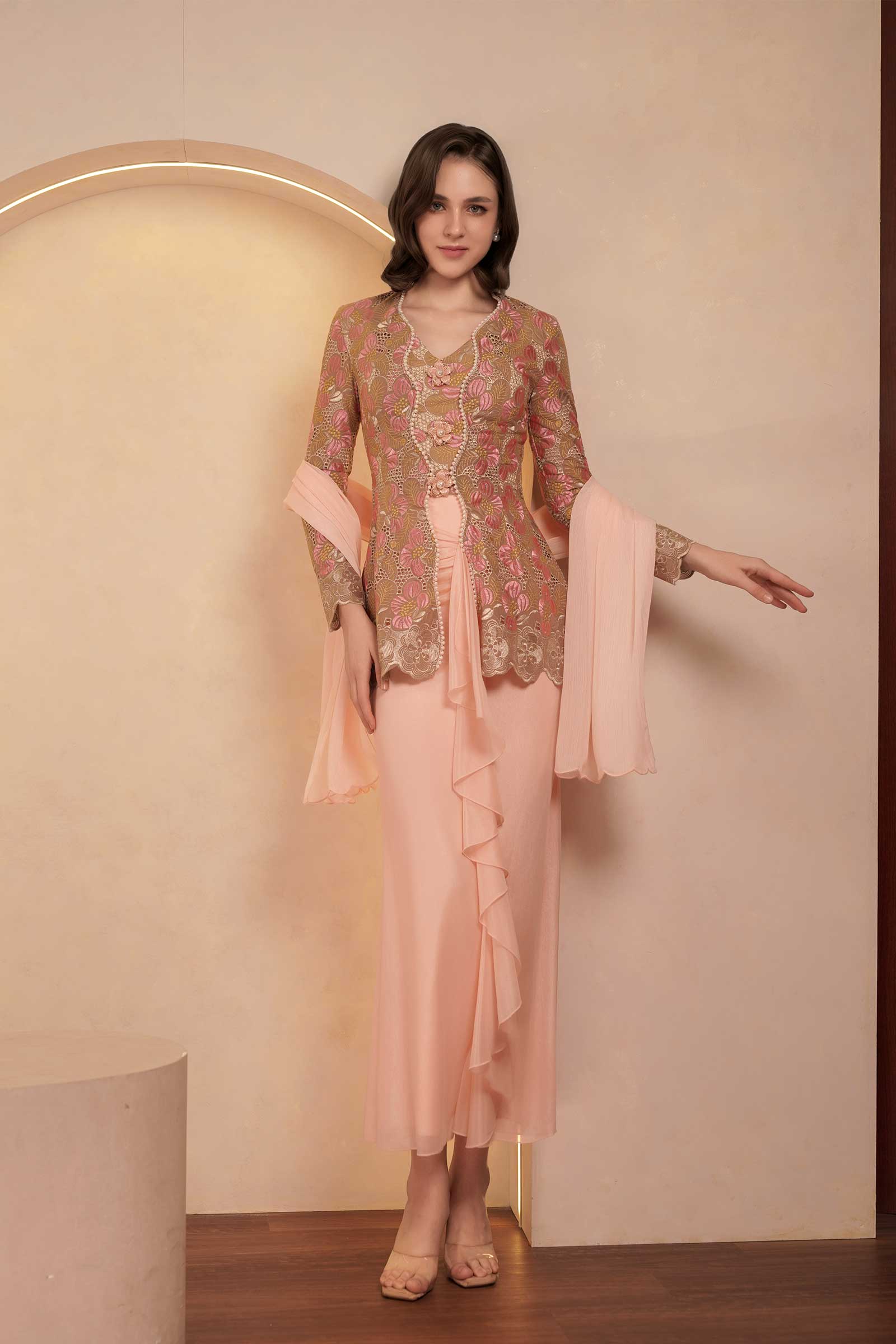 Coraline Demure Kebaya Set (Blush) - Image 8