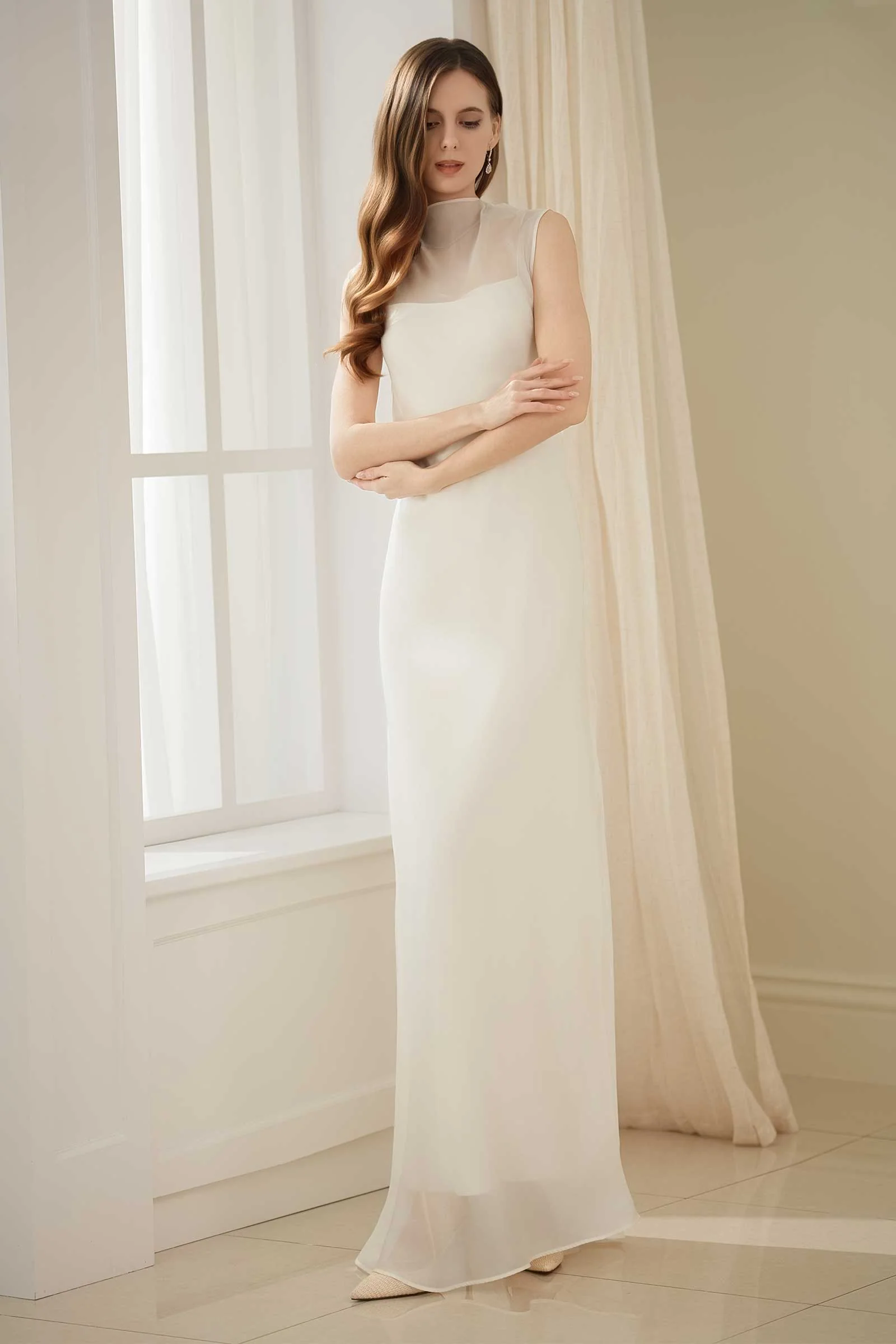 Calystria Silk Organza Dress (Cream) - Image 18