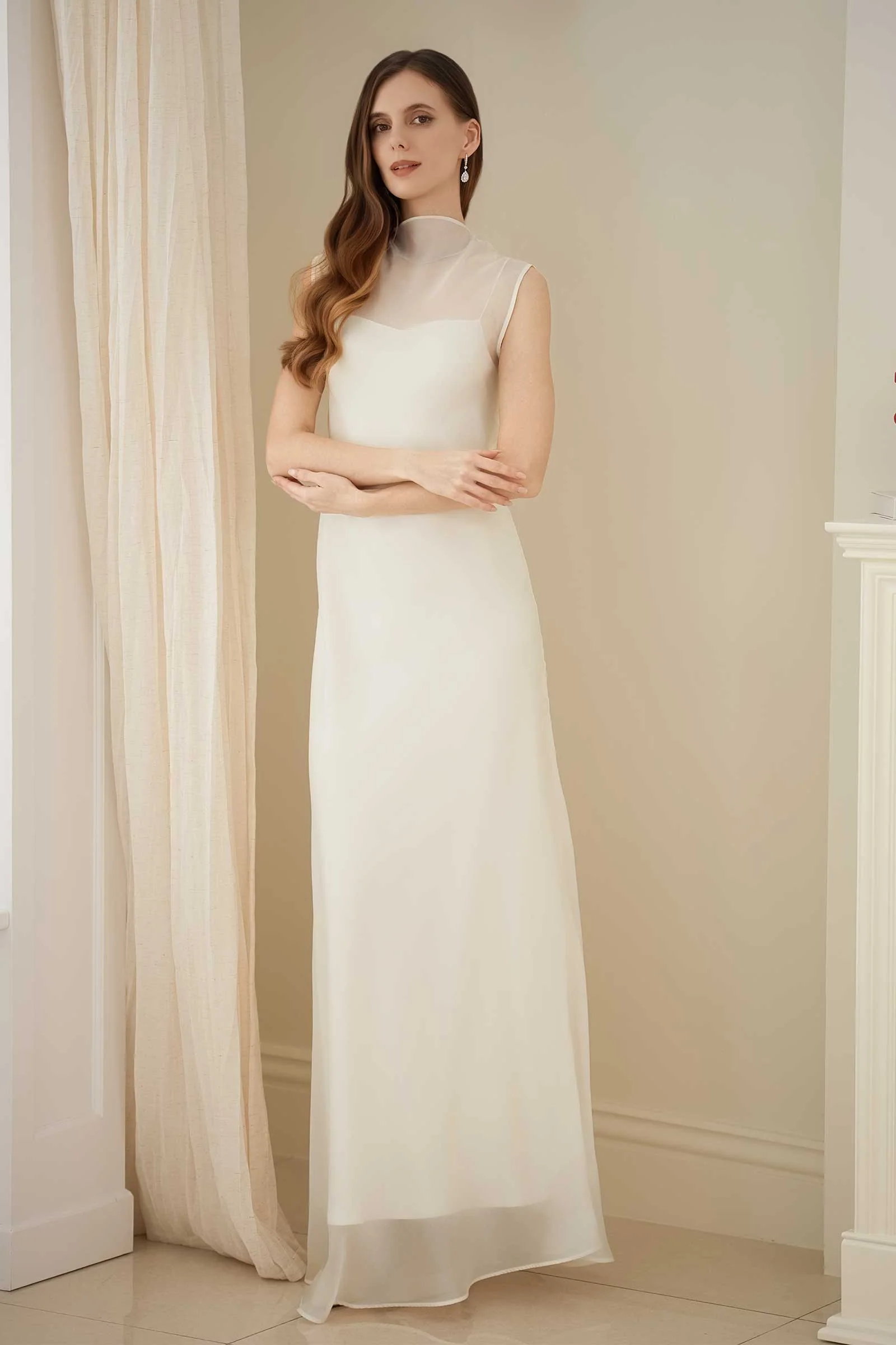 Calystria Silk Organza Dress (Cream) - Image 19