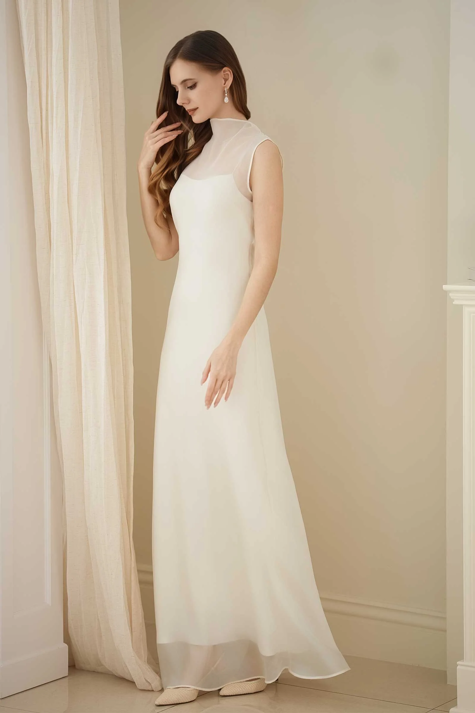 Calystria Silk Organza Dress (Cream) - Image 20