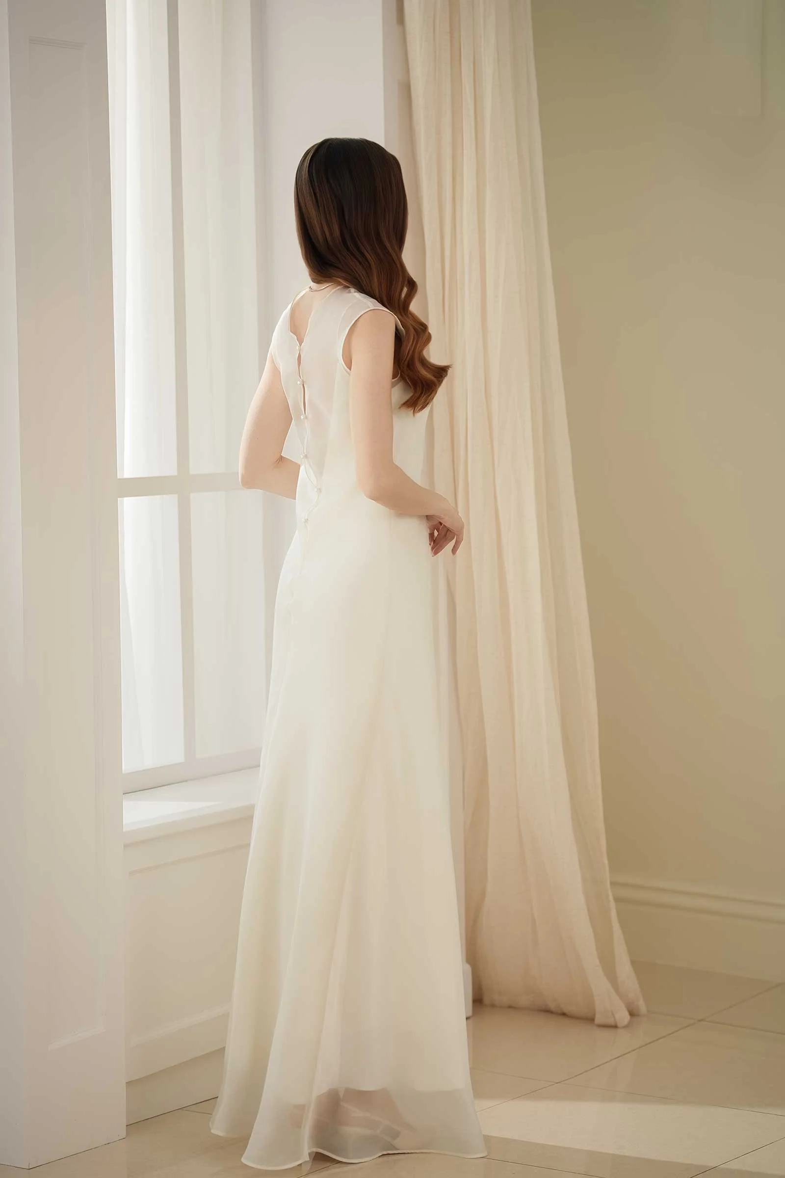 Calystria Silk Organza Dress (Cream) - Image 8