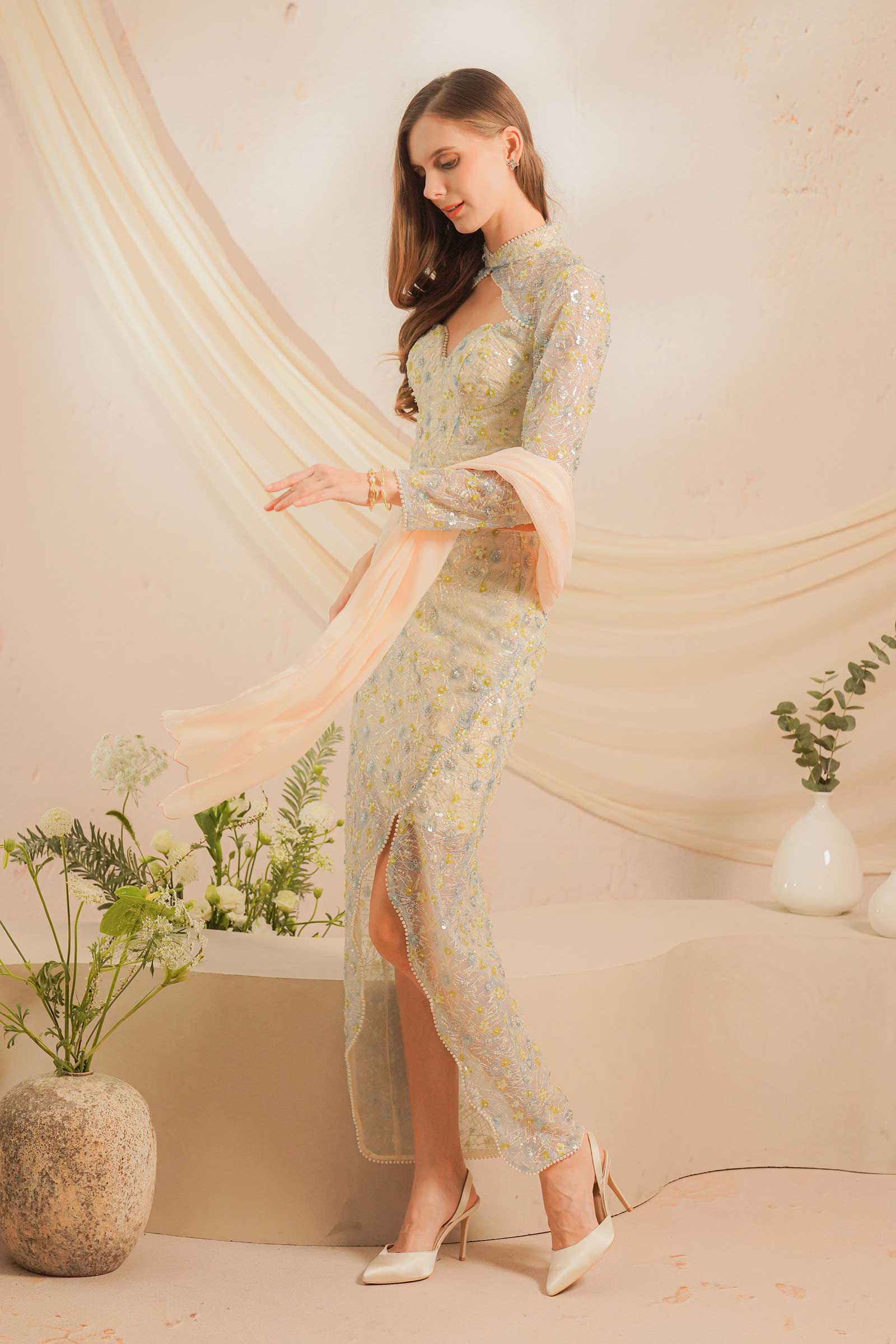 Eleanor Kebaya Dress Set (Baby Blue) - Image 10