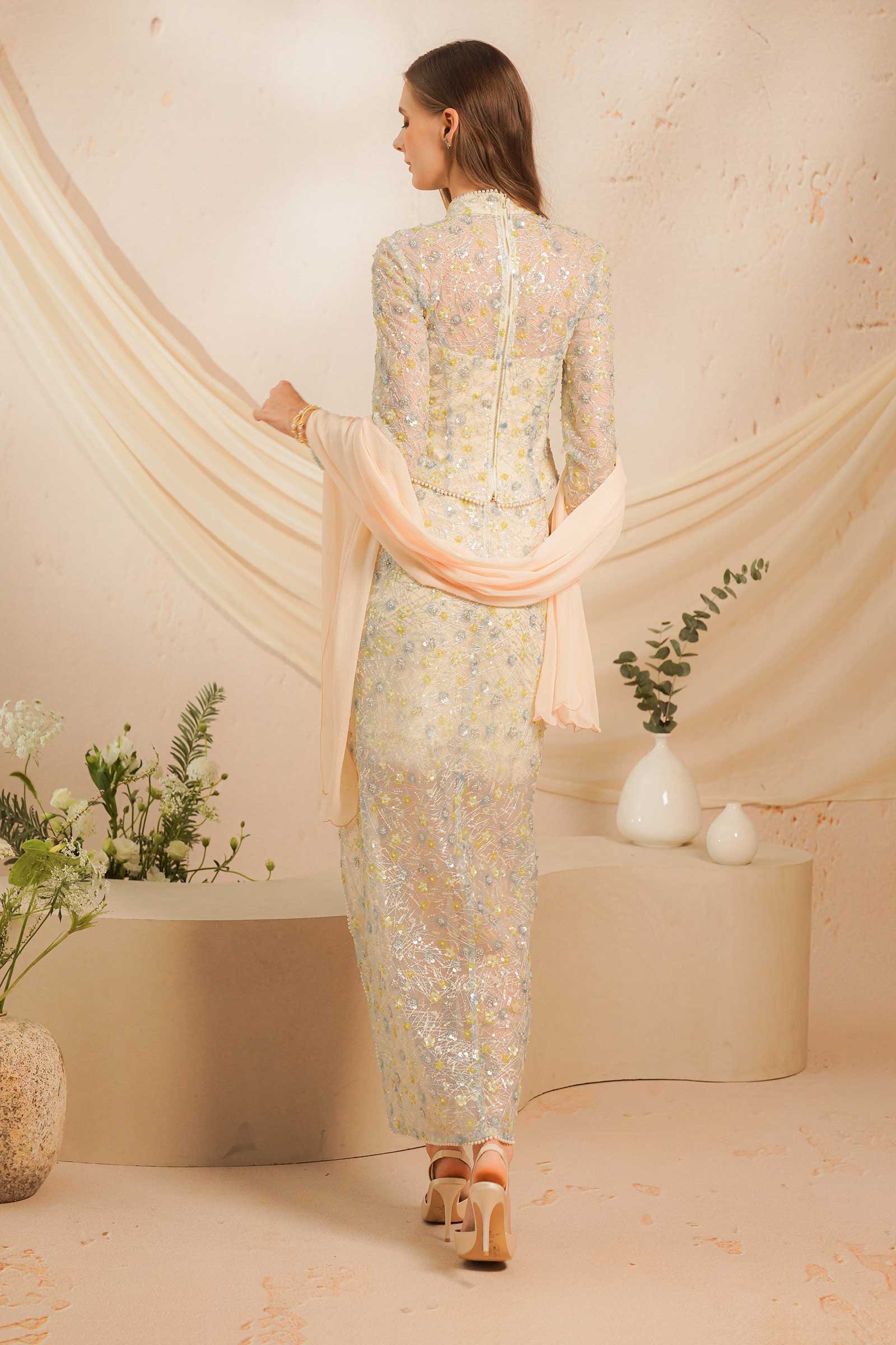 Eleanor Kebaya Dress Set (Baby Blue) - Image 4