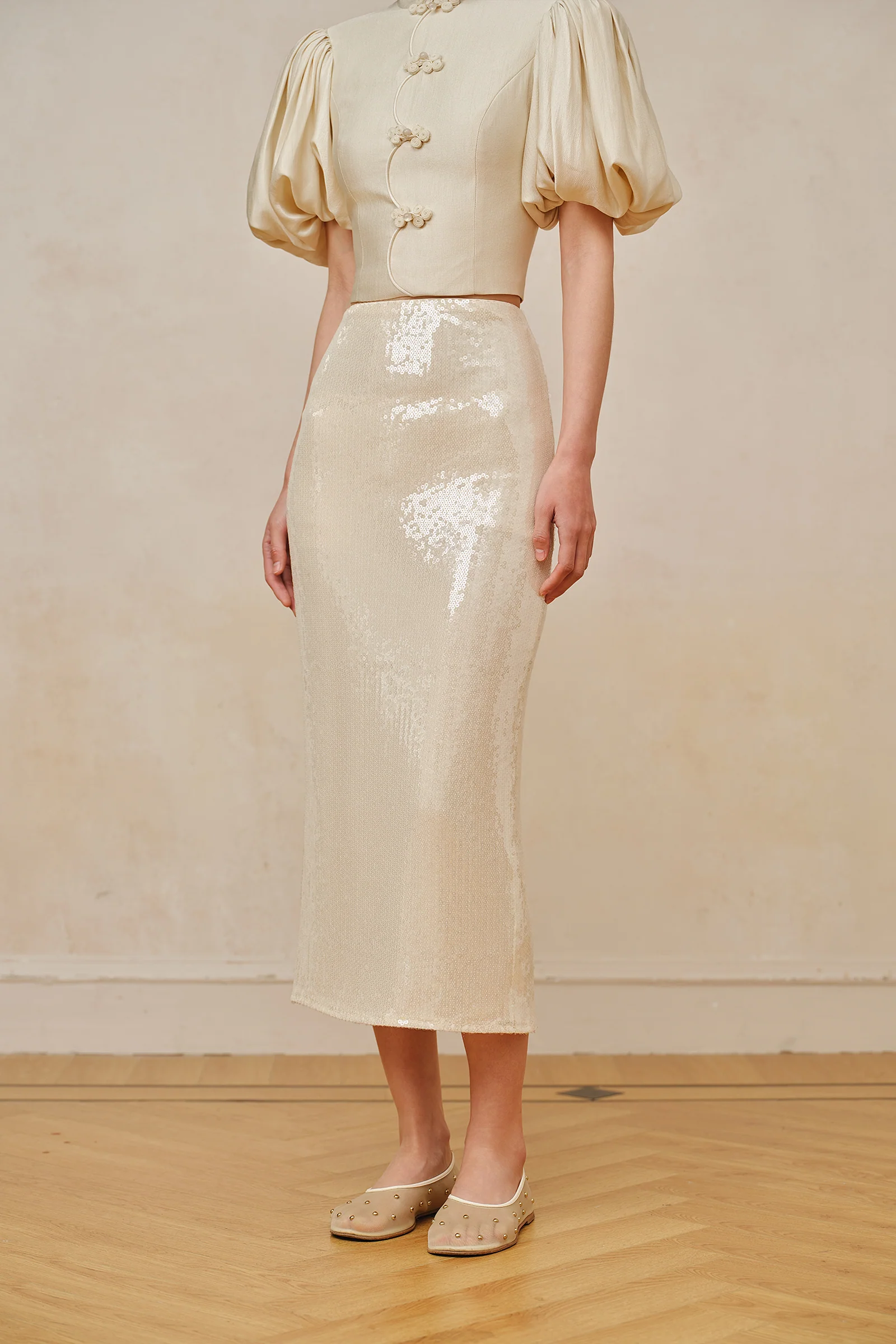 Jaded Midi Skirt (Porcelain Cream) - Image 13