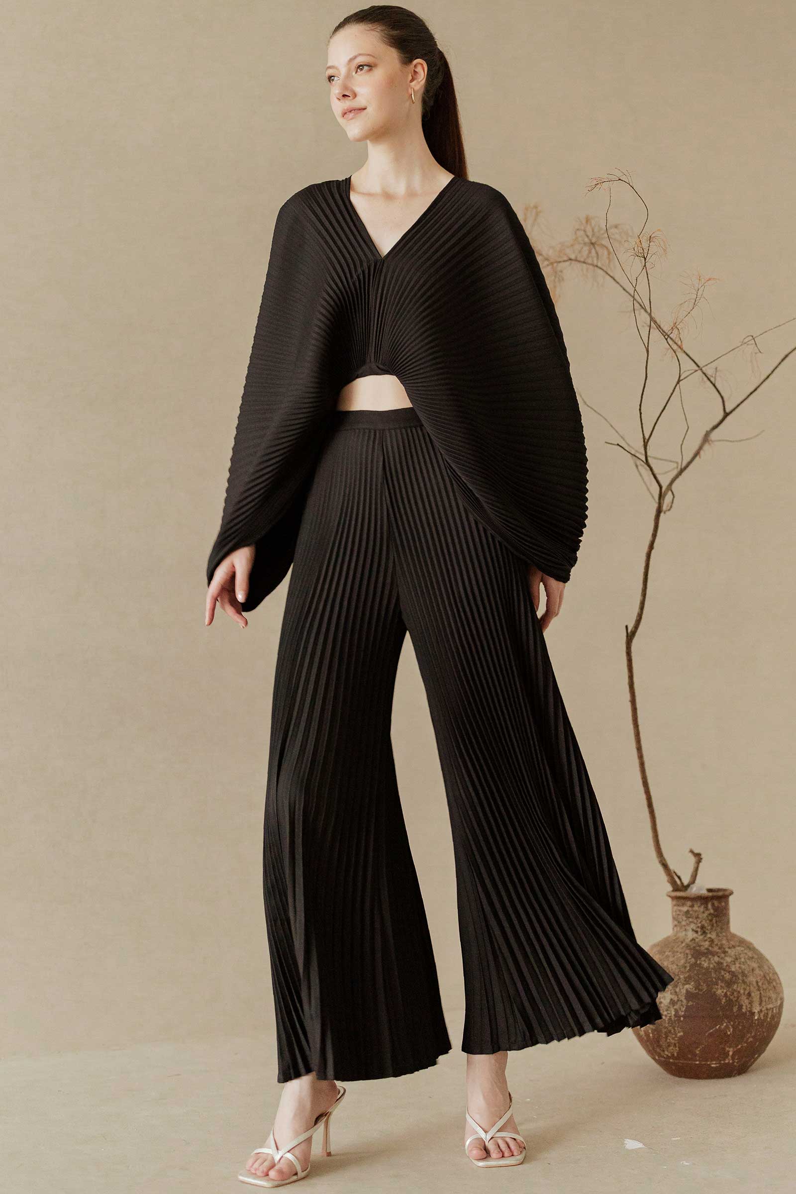 Derre Pleated Pants (Black) - Image 5