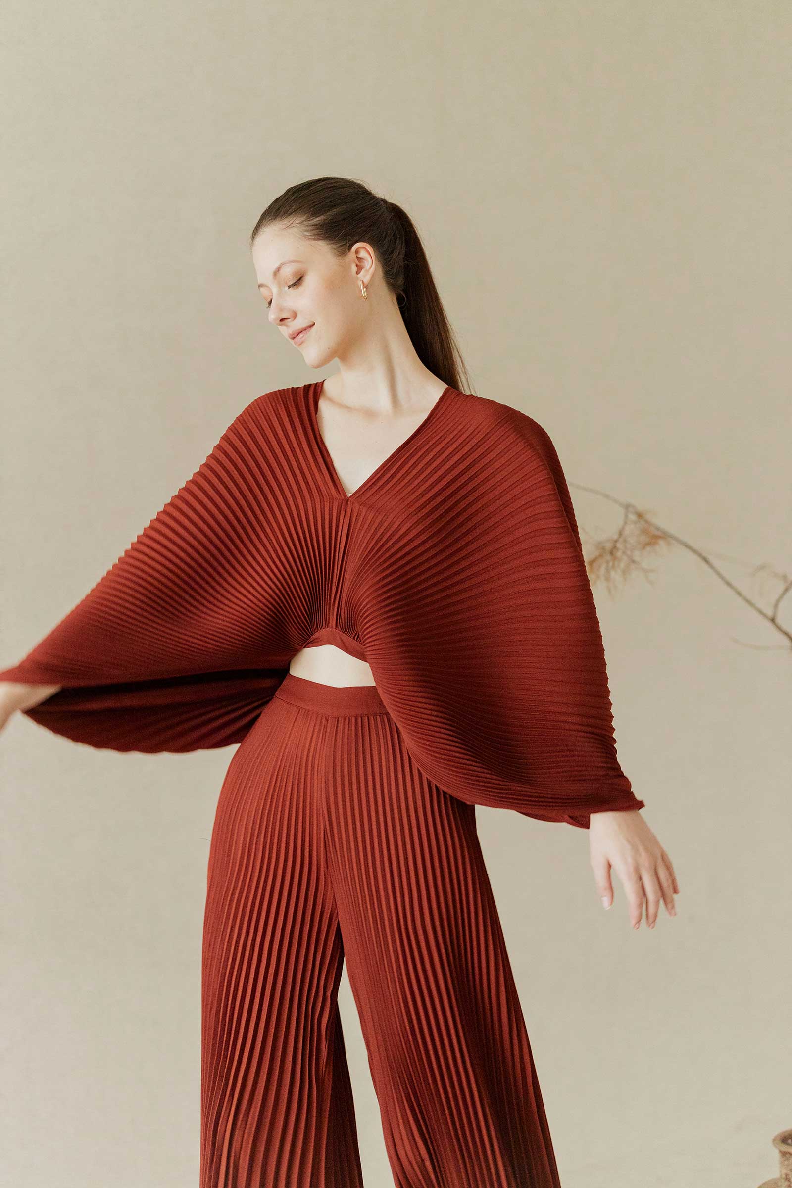 Dana Pleated Top (Rust) - Image 3