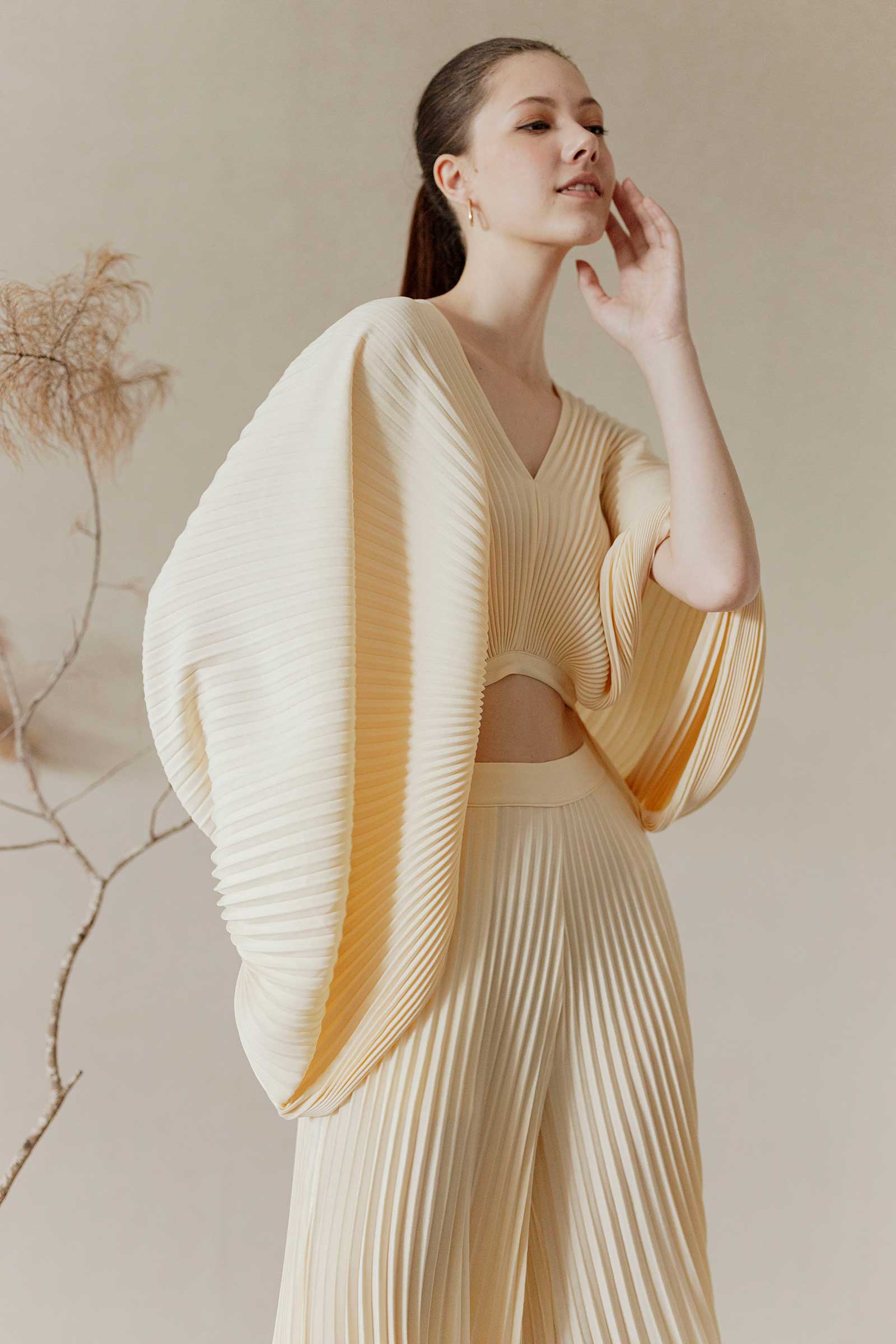 Dana Pleated Top (Pearl) - Image 2