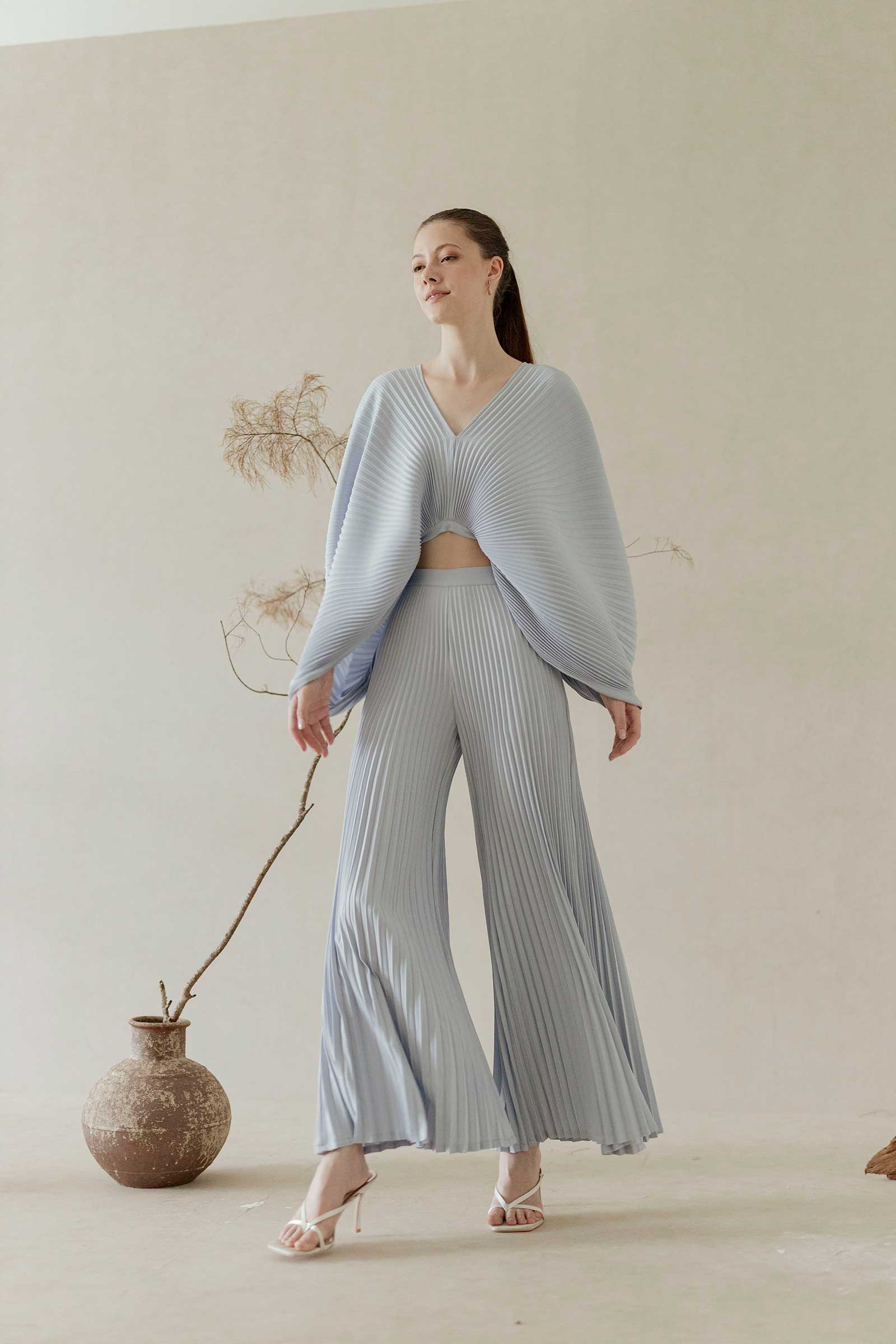 Dana Pleated Top (Soft Blue) - Image 13