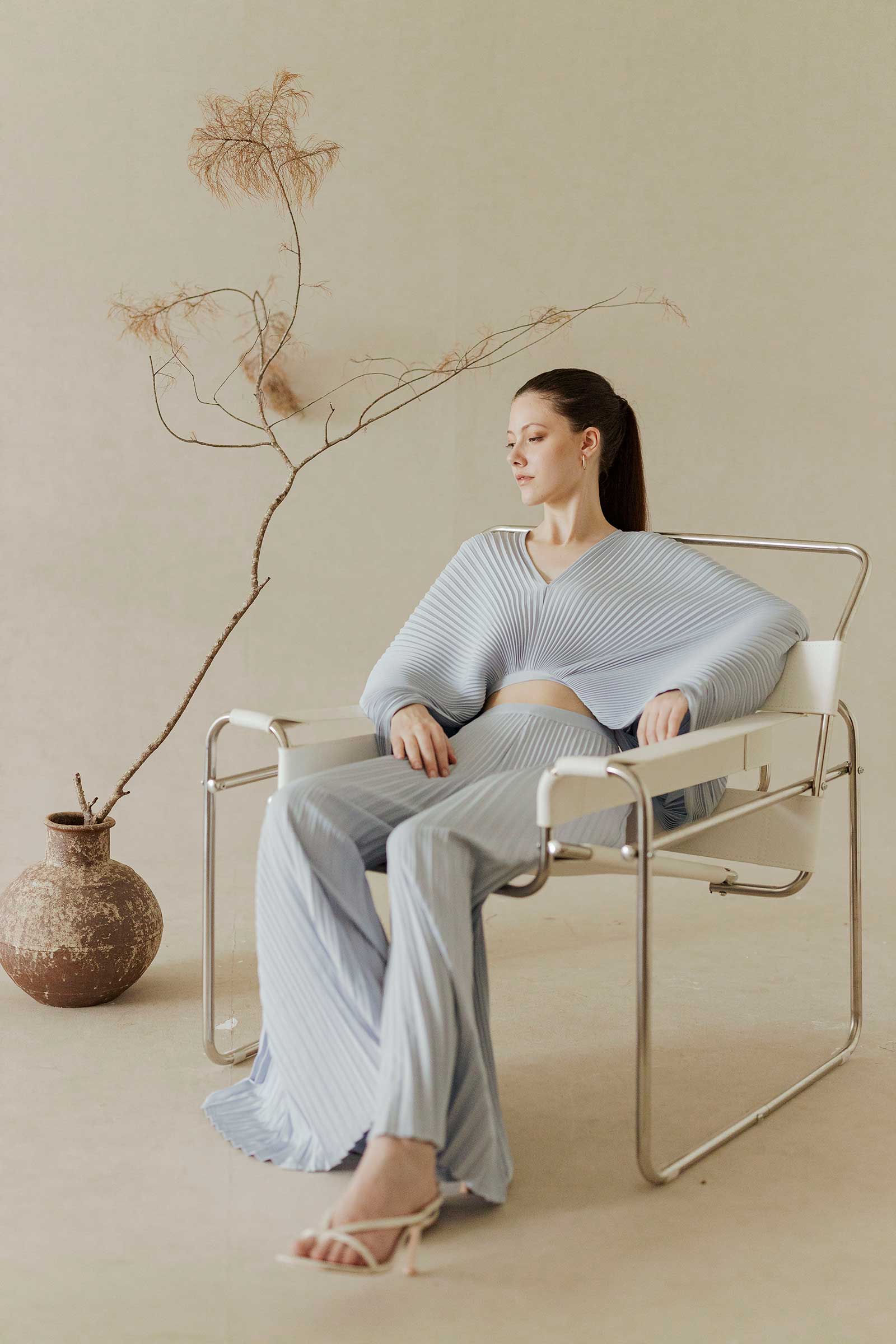 Dana Pleated Top (Soft Blue) - Image 16