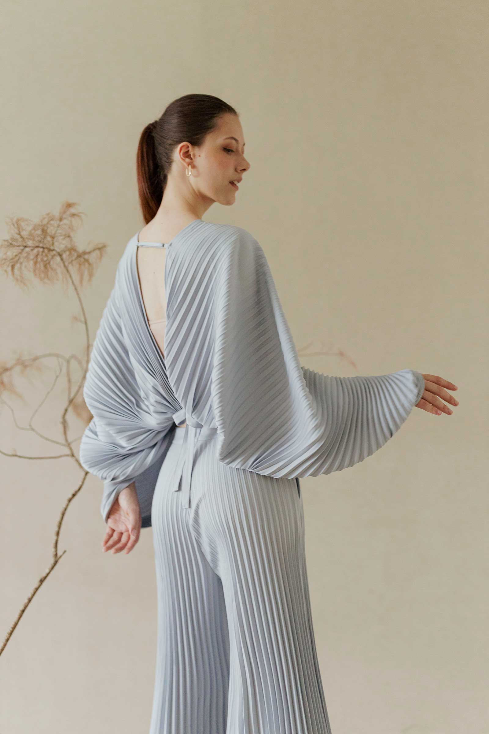 Dana Pleated Top (Soft Blue) - Image 2