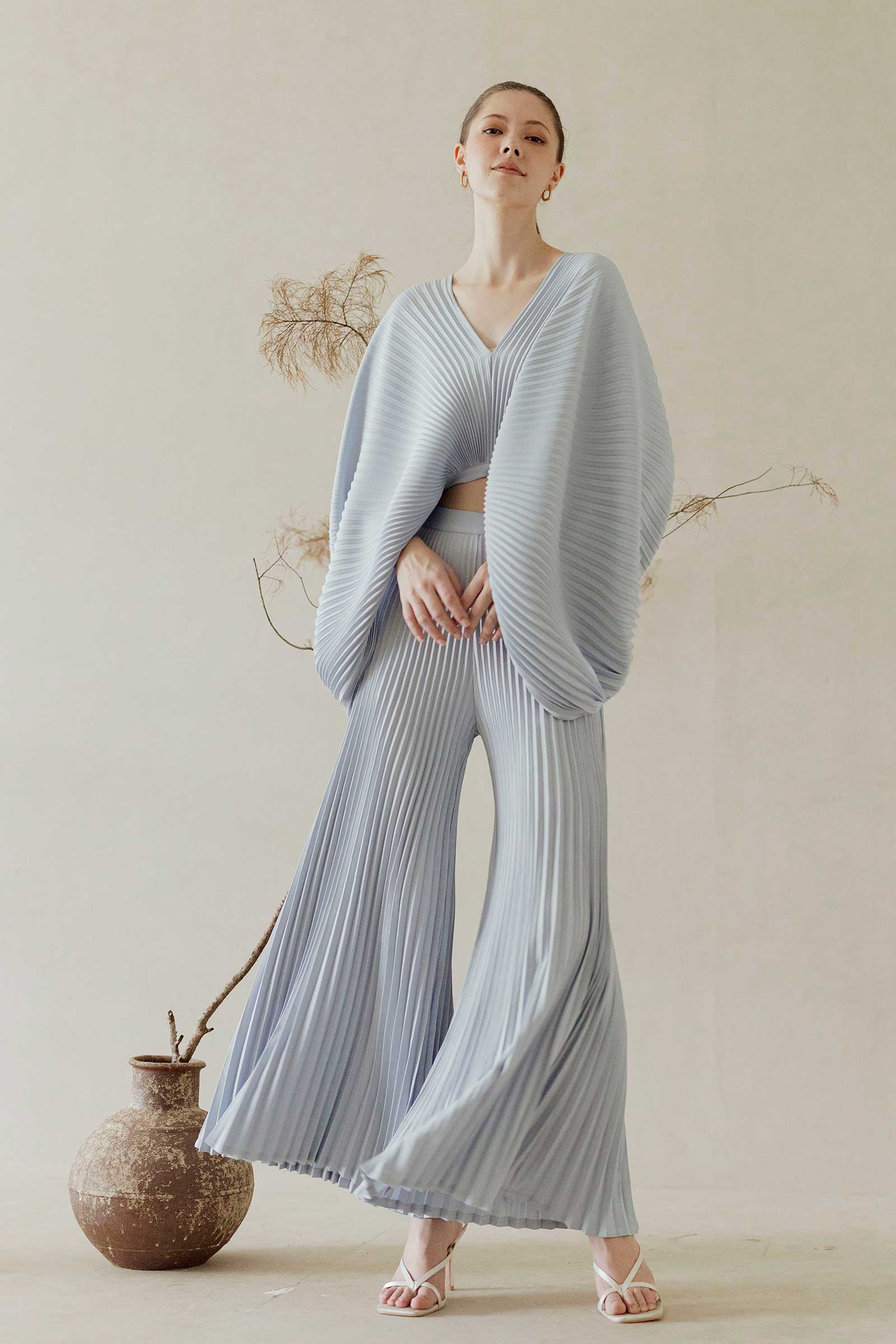 Dana Pleated Top (Soft Blue) - Image 4