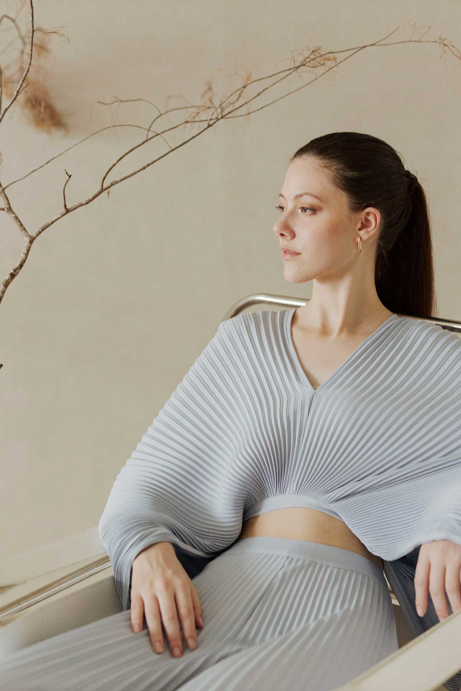 Dana Pleated Top (Soft Blue) - Image 6