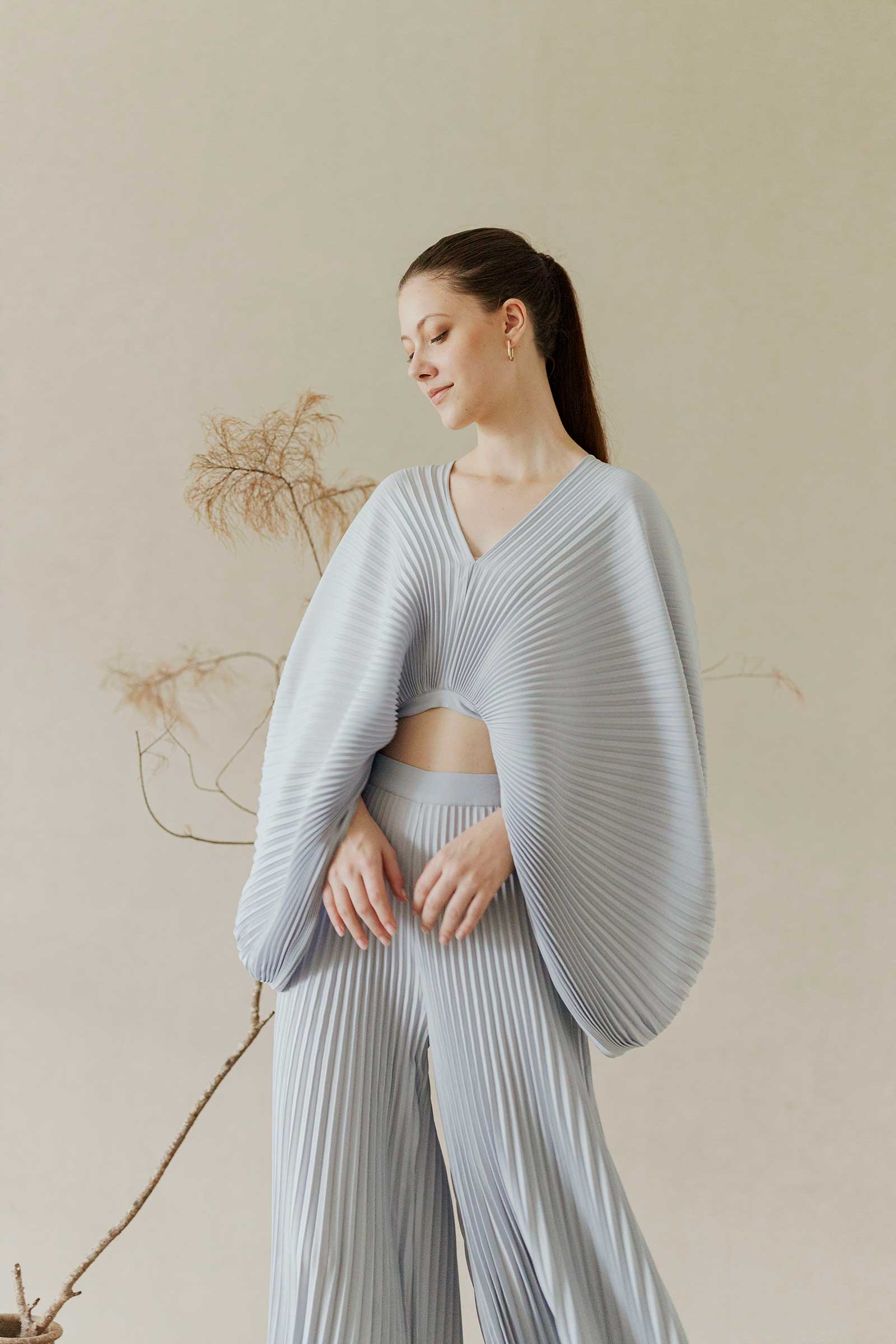 Dana Pleated Top (Soft Blue) - Image 8