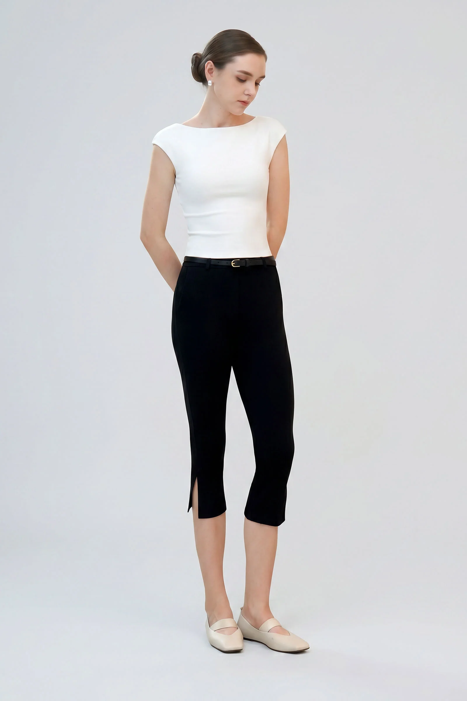 Sienne Belted Capri Pants (Black) - Image 9