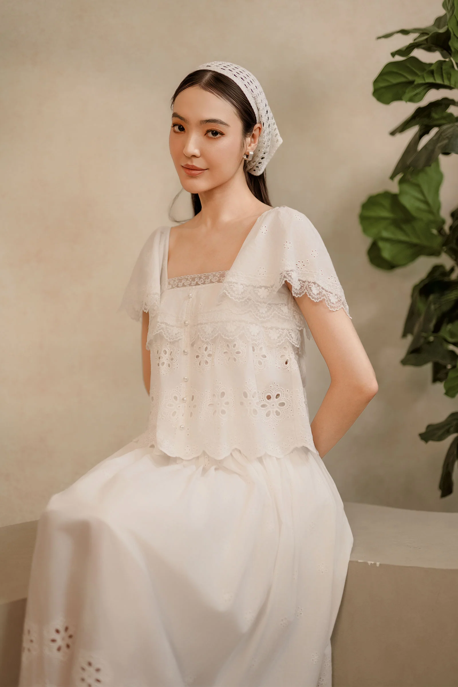 Solène Broderie Top (White) - Image 7