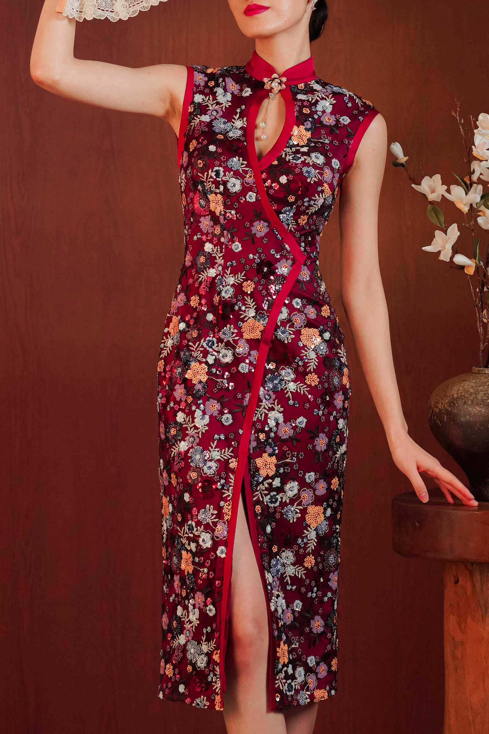Qing Qipao (Maroon) - Image 13
