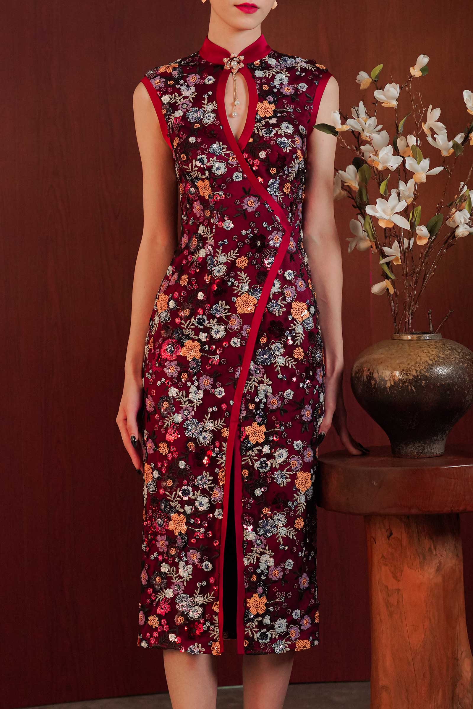 Qing Qipao (Maroon) - Image 8