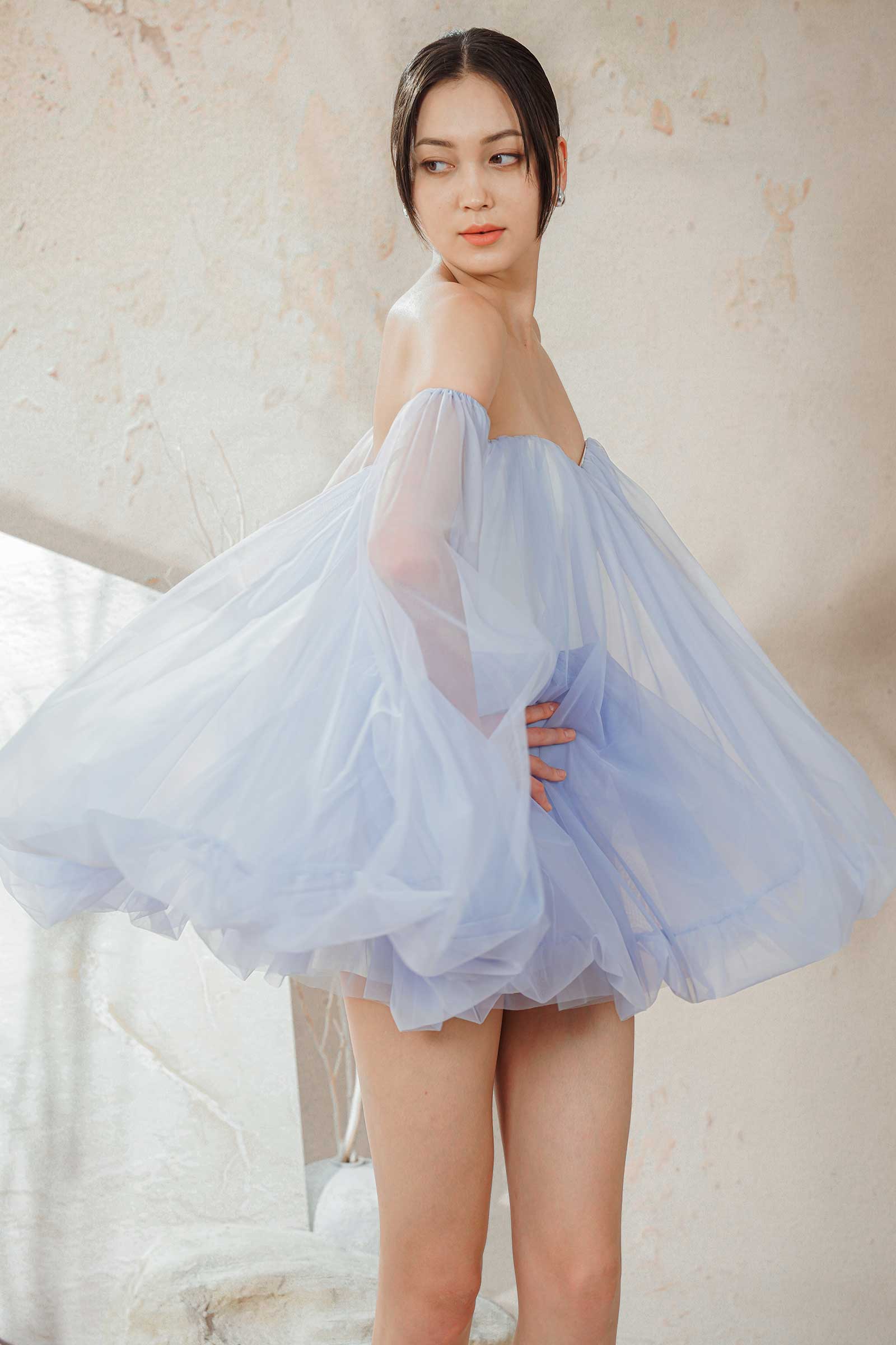 Dissior Tulle Romper Dress (Baby Blue) - Image 2