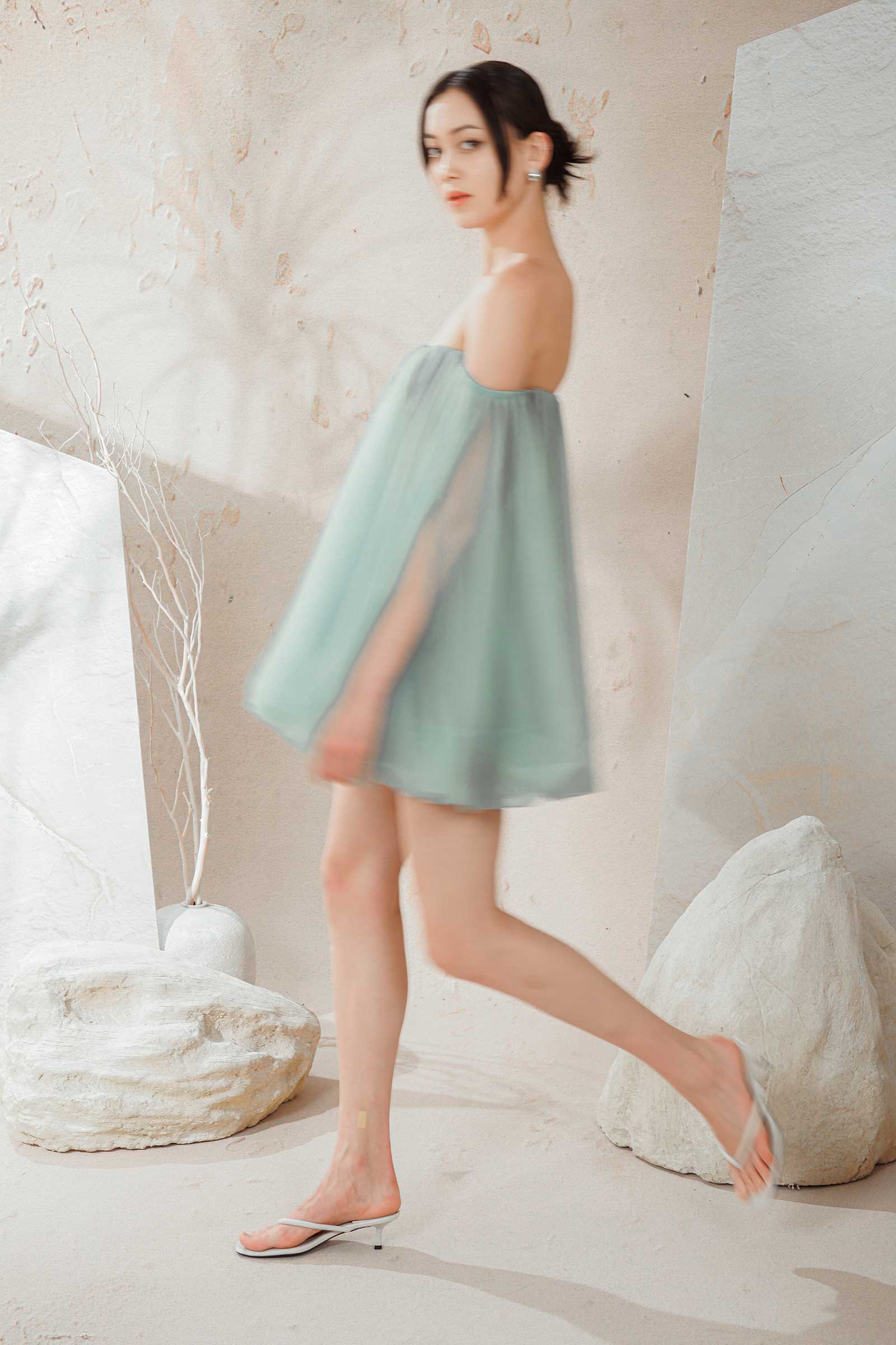 Dissior Tulle Romper Dress (Sage) - Image 4