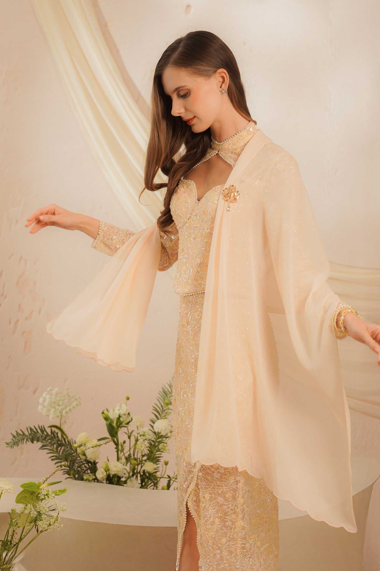 Eleanor Kebaya Dress Set (Champagne) - Image 5