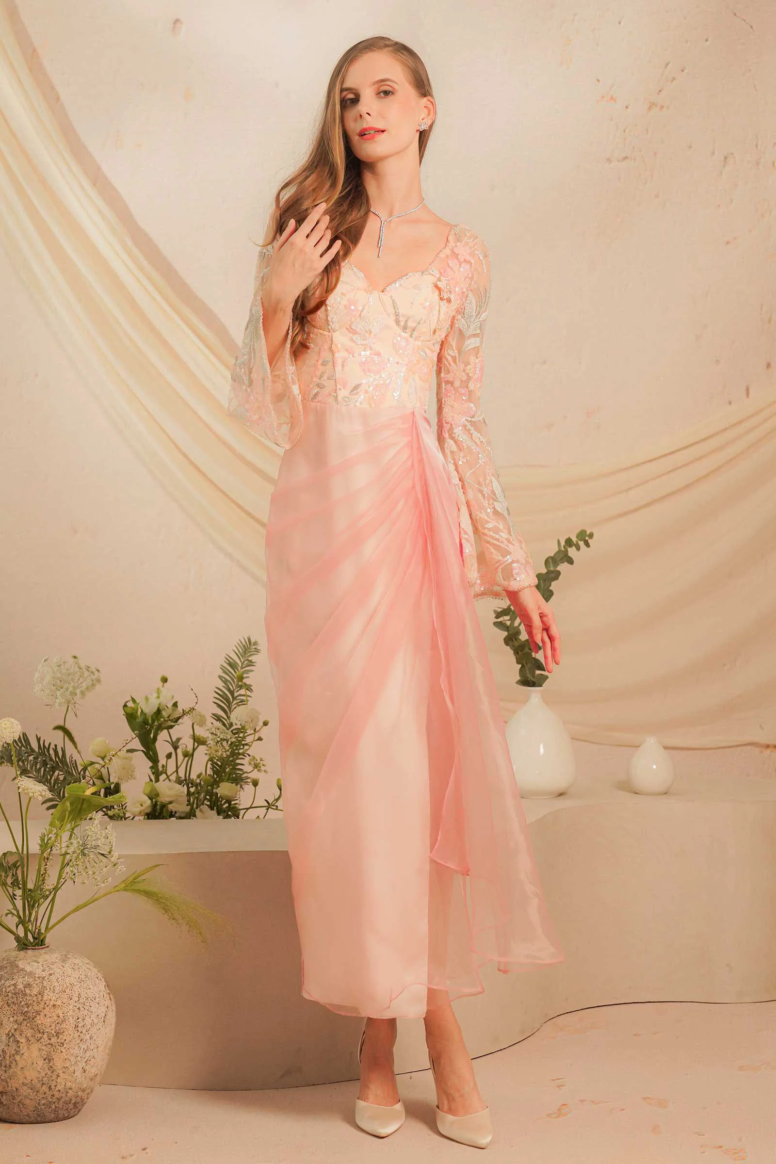 Rhea Kebaya Dress (Pink) - Image 10