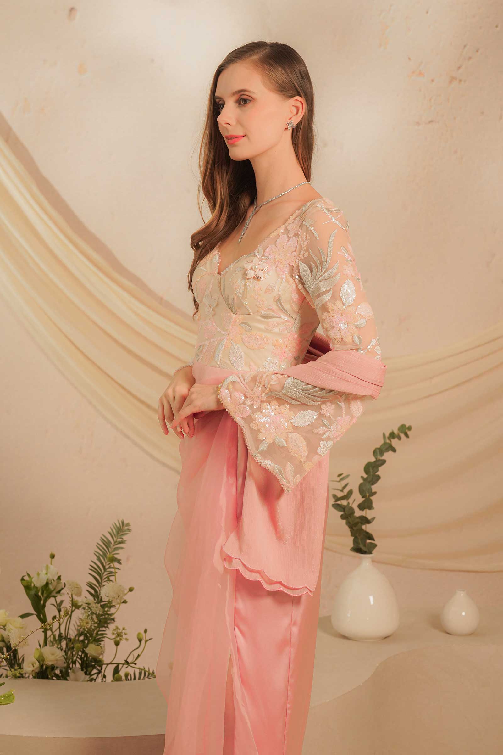 Rhea Kebaya Dress (Pink) - Image 11