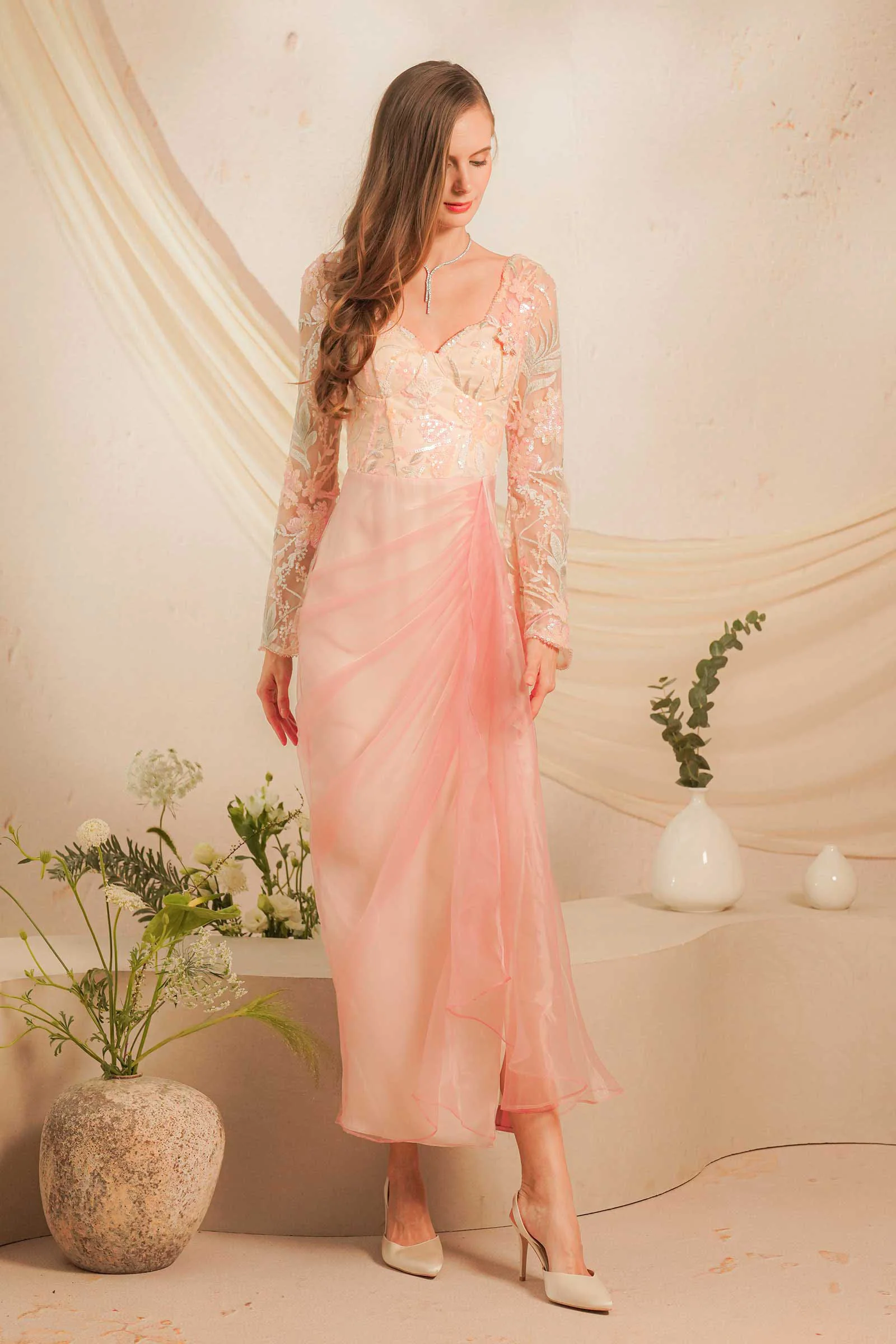 Rhea Kebaya Dress (Pink) - Image 13