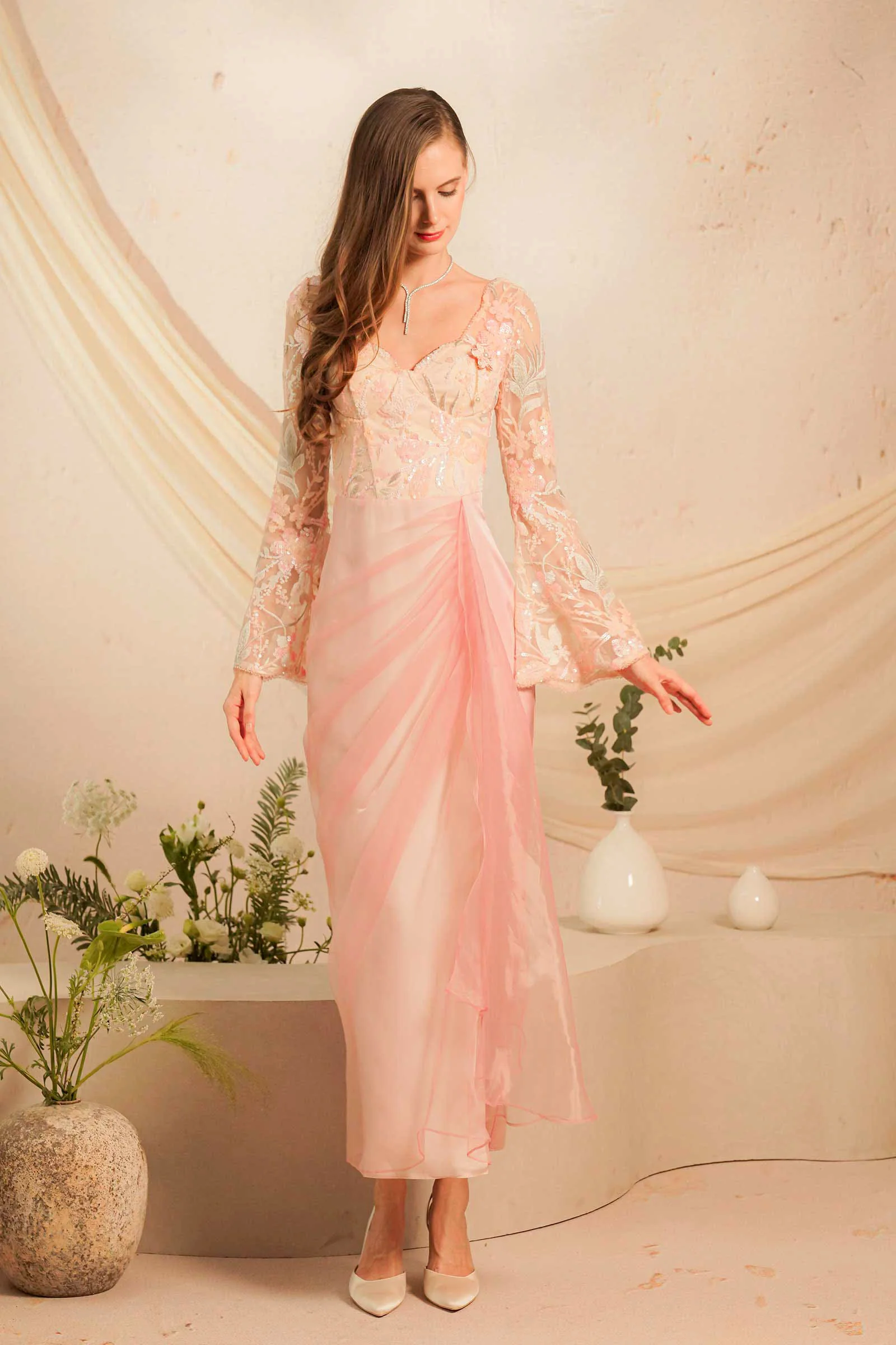 Rhea Kebaya Dress (Pink) - Image 2