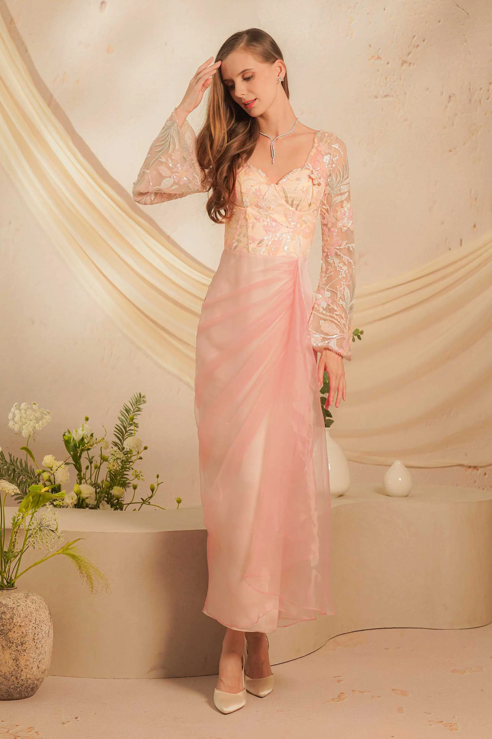 Rhea Kebaya Dress (Pink) - Image 4